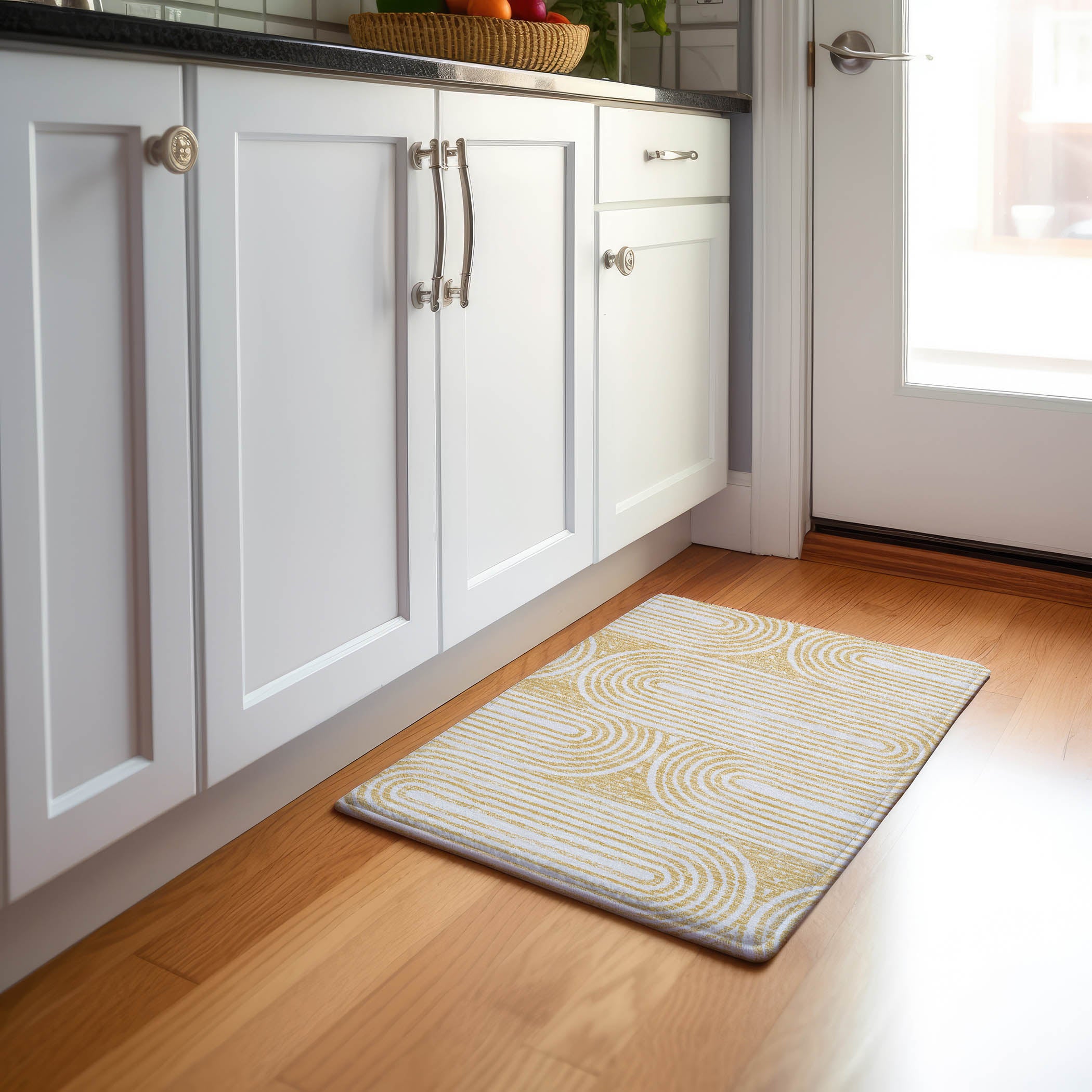 Mdina Machine Washable Contemporary Gold Rug 1'8" x 2'6" #shape_Rectangle