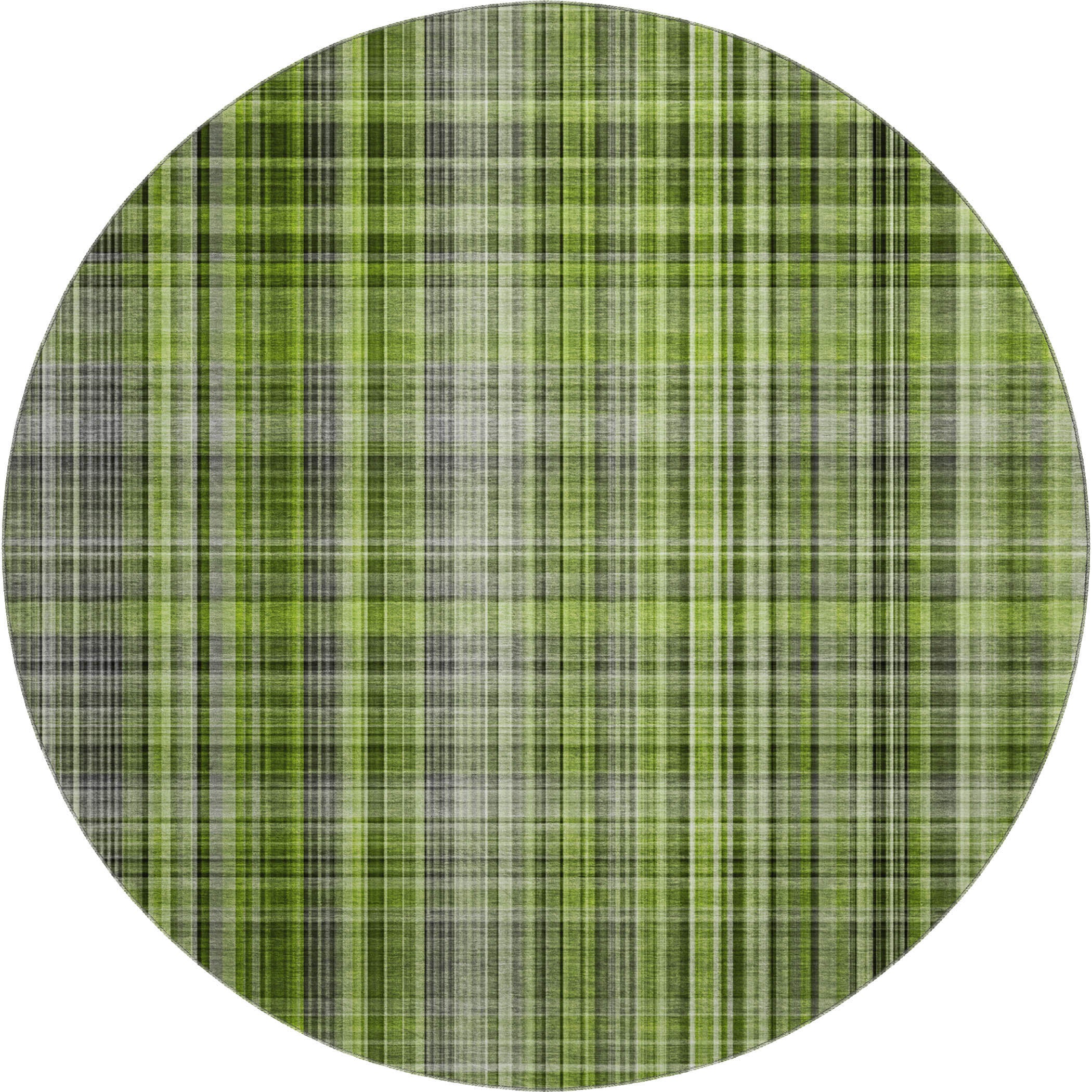 Tallinn Machine Washable Transitional Green Rug 8' x 8' #shape_Round