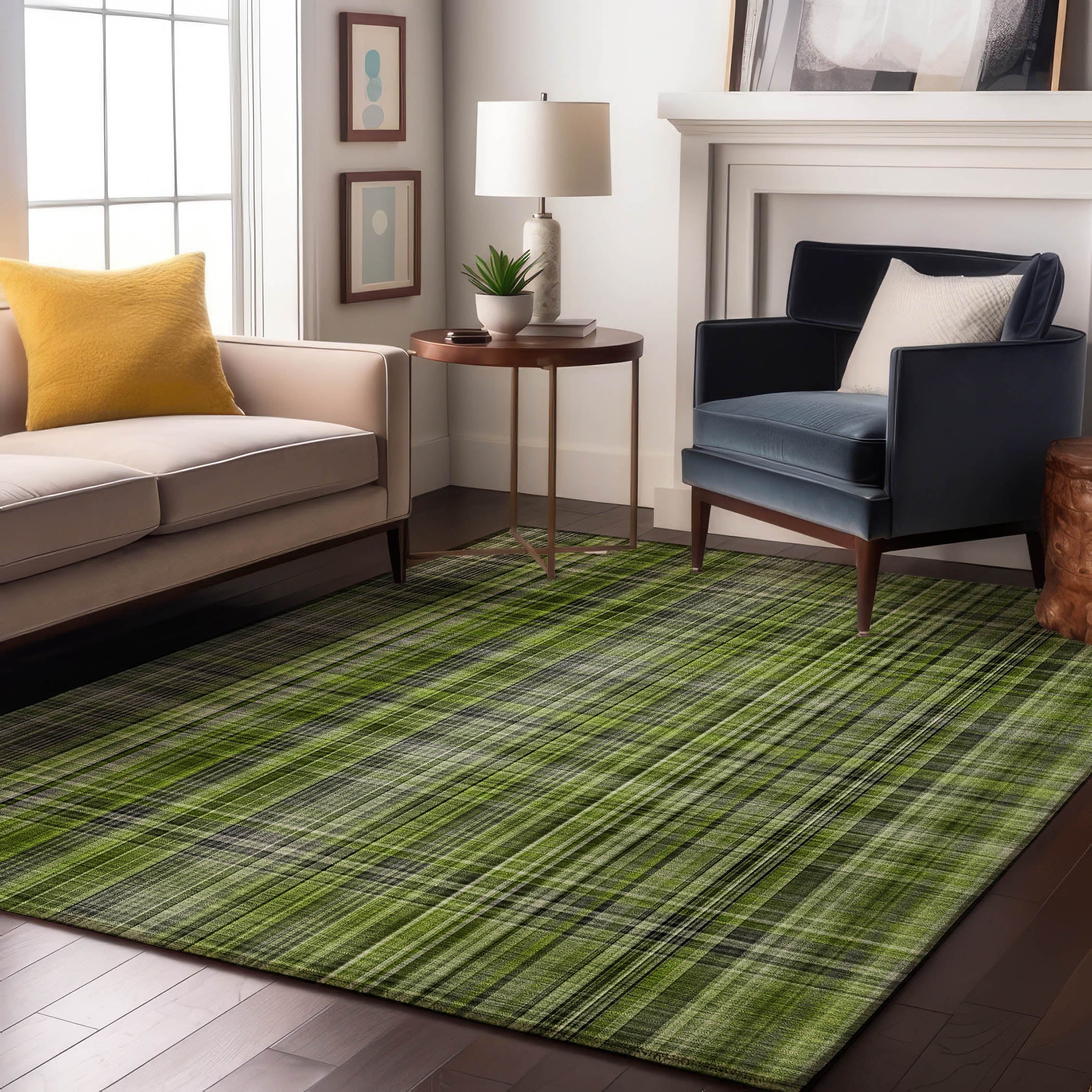 Tallinn Machine Washable Transitional Green Rug 2'6" x 3'10" #shape_Rectangle