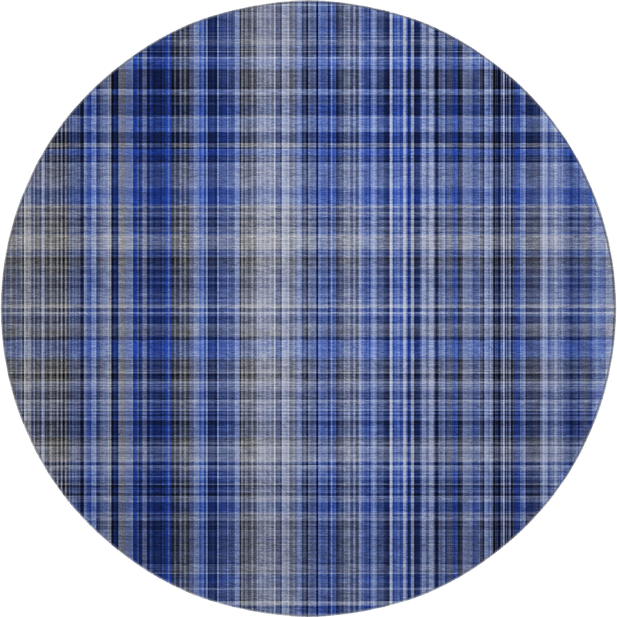 Tallinn Machine Washable Transitional Navy Blue Rug 8' x 8' #shape_Round