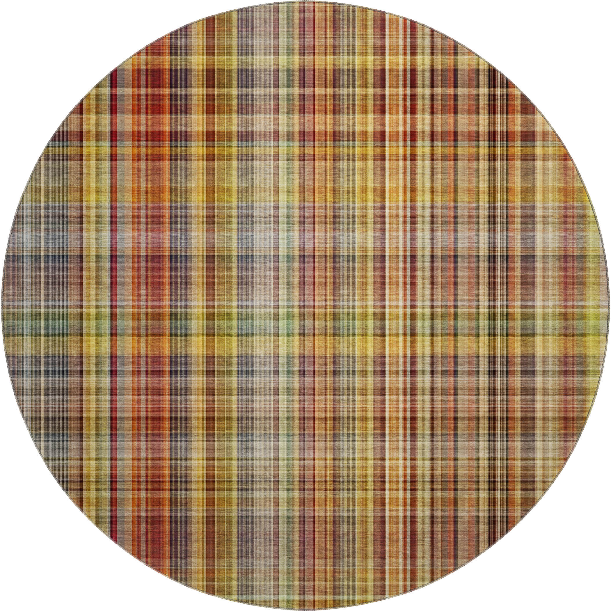 Tallinn Machine Washable Transitional Paprika Orange Rug 8' x 8' #shape_Round