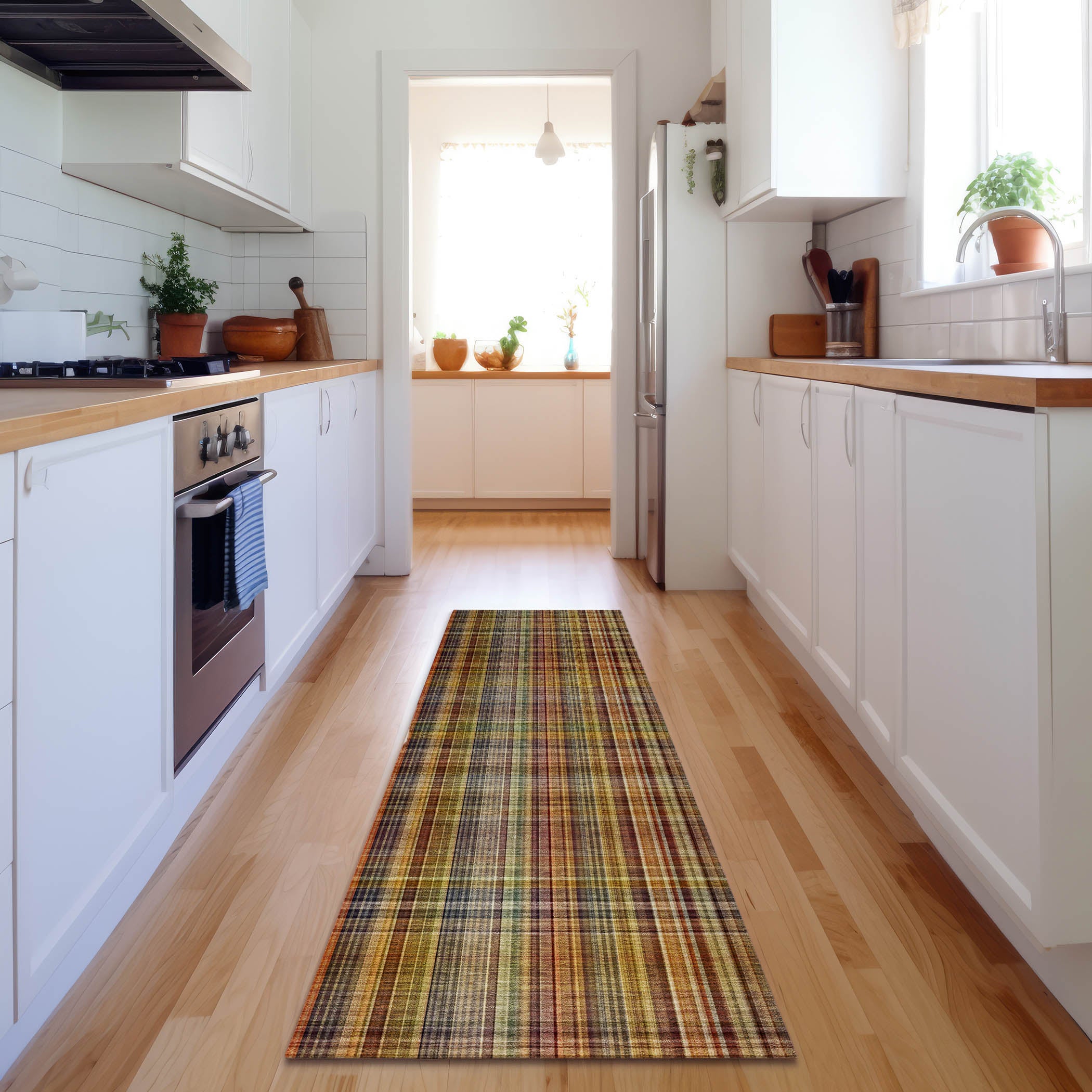 Tallinn Machine Washable Transitional Paprika Orange Rug 2'3" x 7'6" #shape_Runner