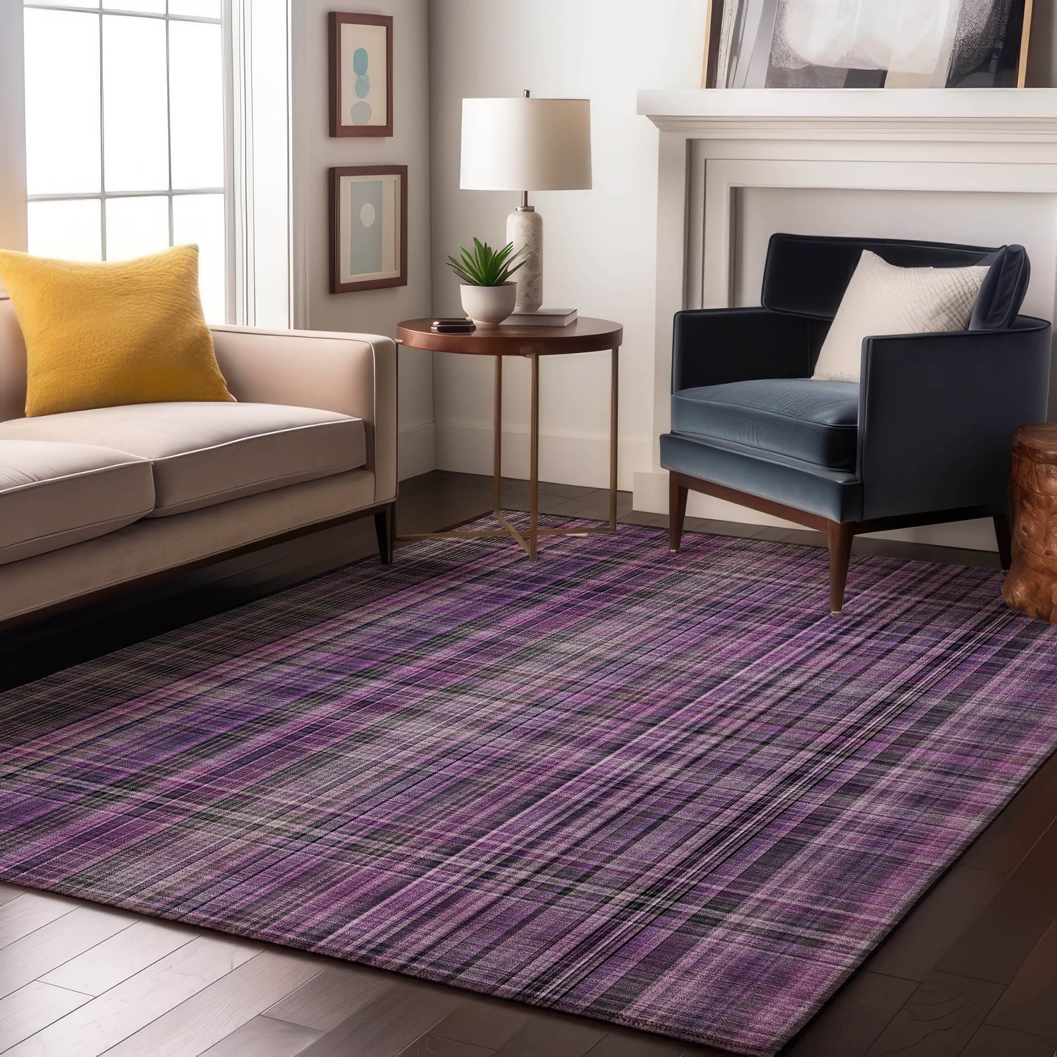 Tallinn Machine Washable Transitional Purple Rug 2'6" x 3'10" #shape_Rectangle