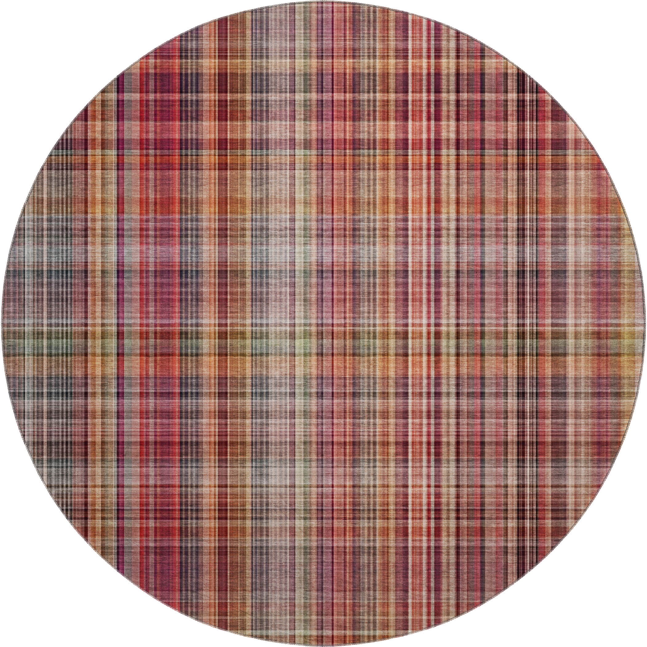 Tallinn Machine Washable Transitional Red Rug 8' x 8' #shape_Round