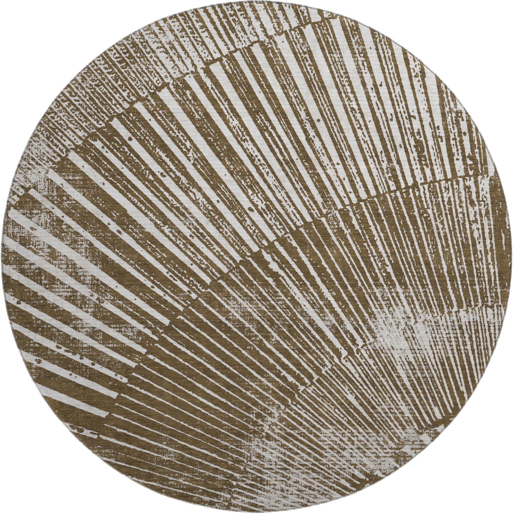 Split Machine Washable Transitional Chocolate Brown Rug 8' x 8' #shape_Round