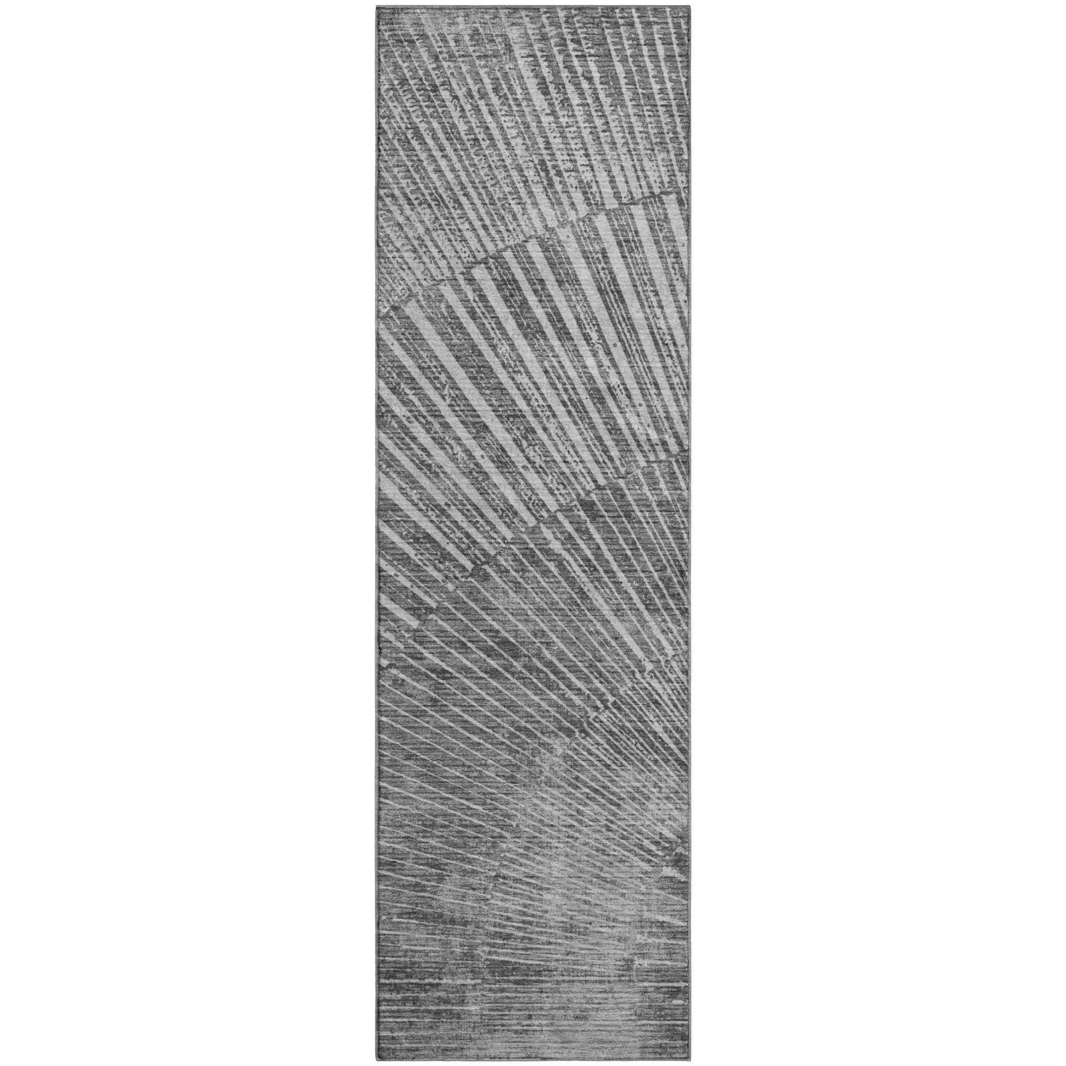 Split Machine Washable Transitional Gray Rug 2'3" x 7'6" #shape_Runner