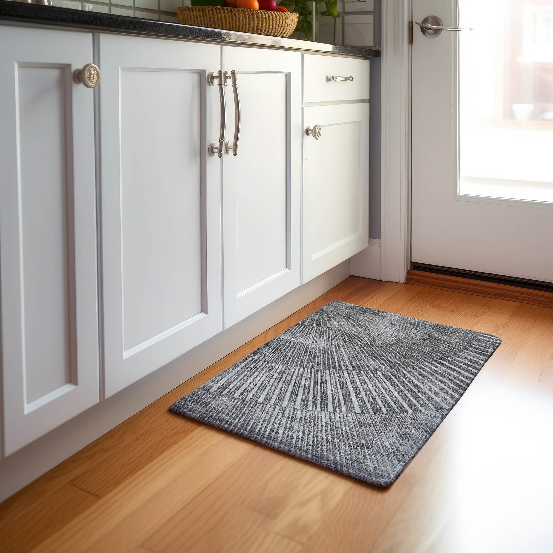 Split Machine Washable Transitional Gray Rug 1'8" x 2'6" #shape_Rectangle