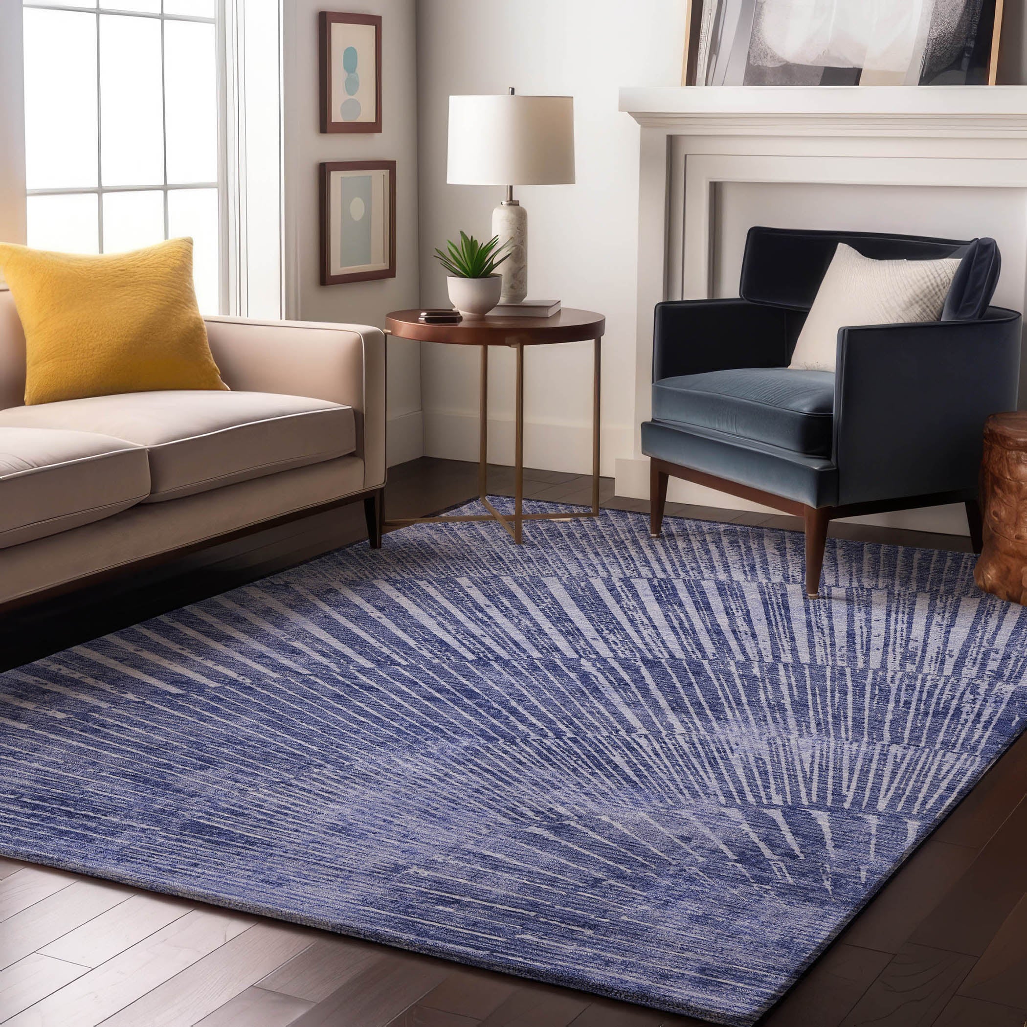 Split Machine Washable Transitional Navy Blue Rug 2'6" x 3'10" #shape_Rectangle