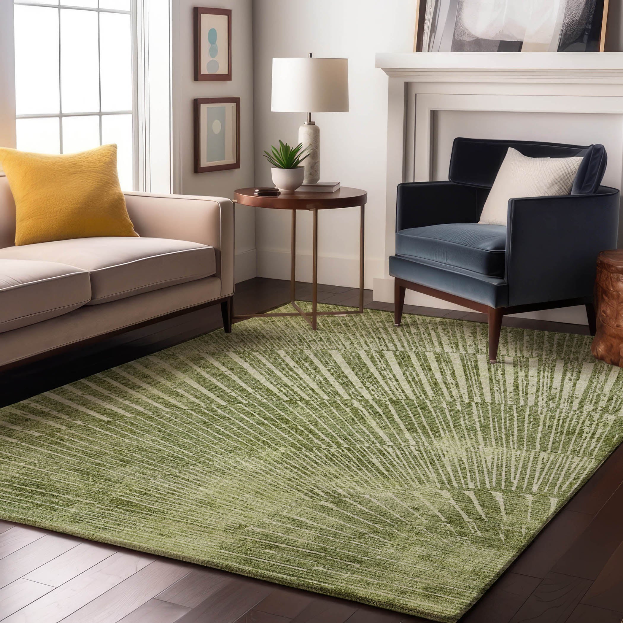 Split Machine Washable Transitional Sage Green Rug 2'6" x 3'10" #shape_Rectangle