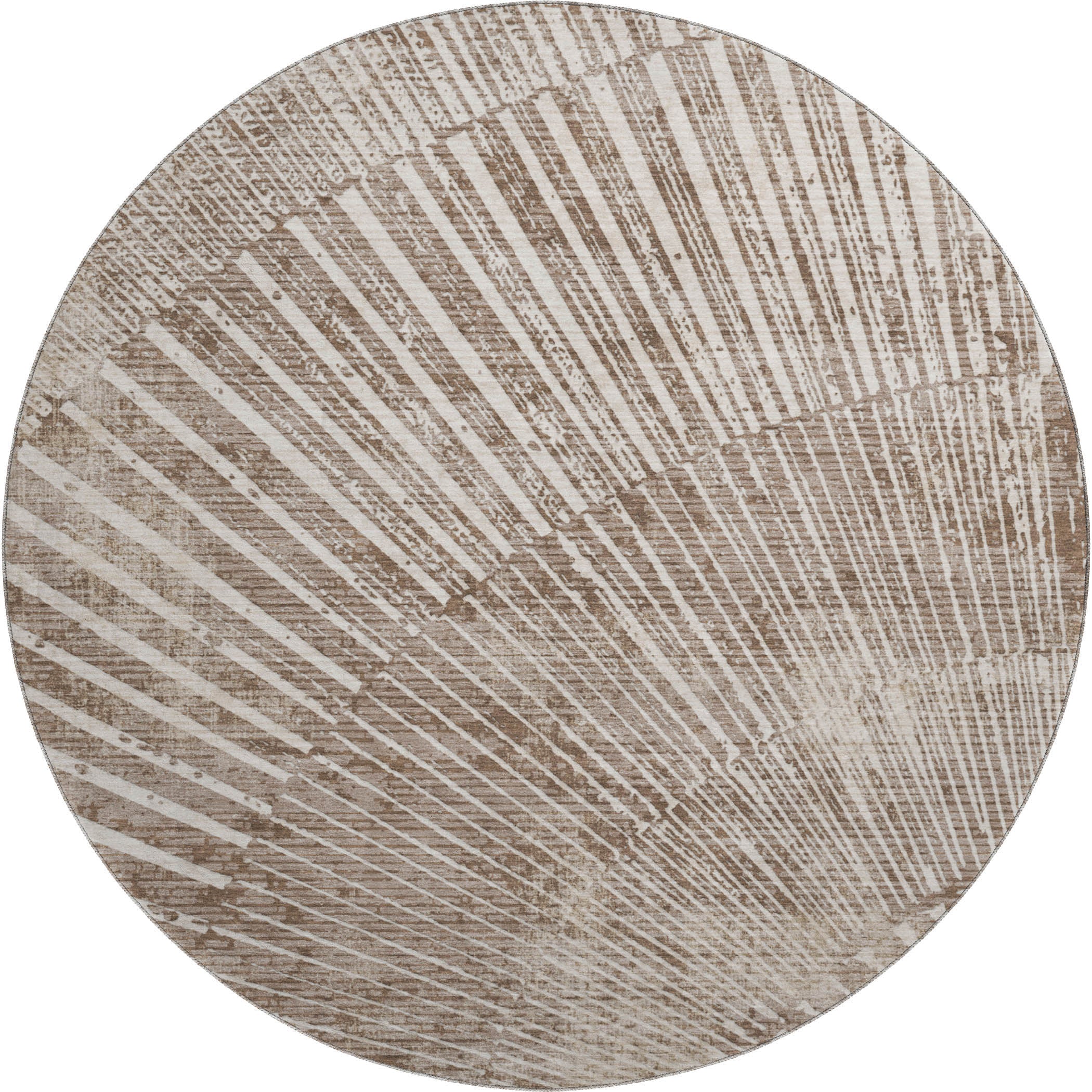 Split Machine Washable Transitional Taupe Brown Rug 8' x 8' #shape_Round