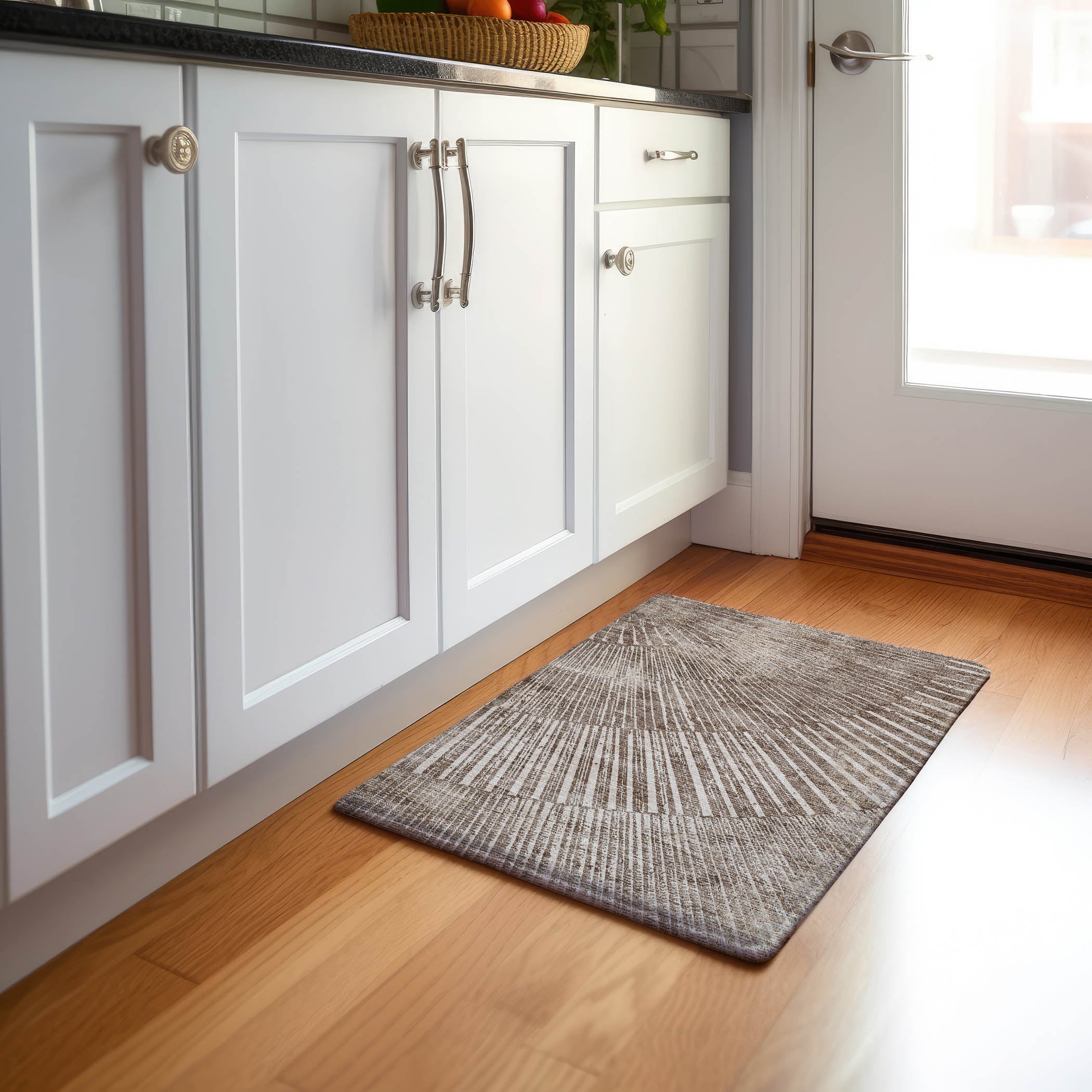 Split Machine Washable Transitional Taupe Brown Rug 1'8" x 2'6" #shape_Rectangle