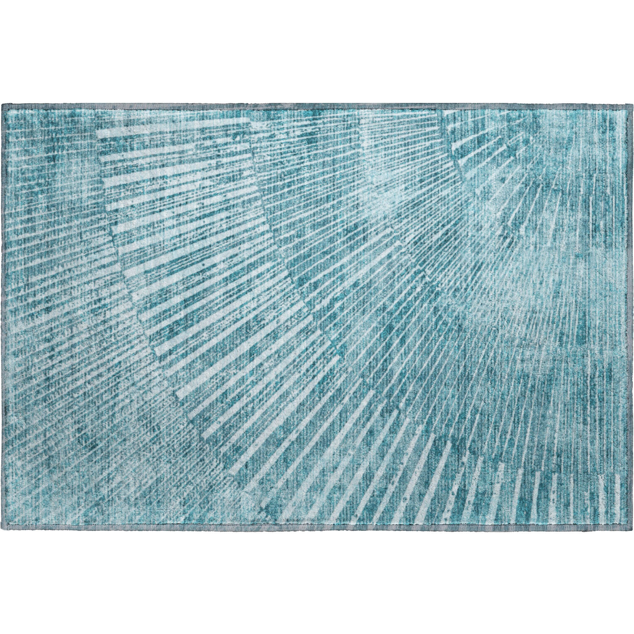 Split Machine Washable Transitional Teal Rug 1'8" x 2'6" #shape_Rectangle