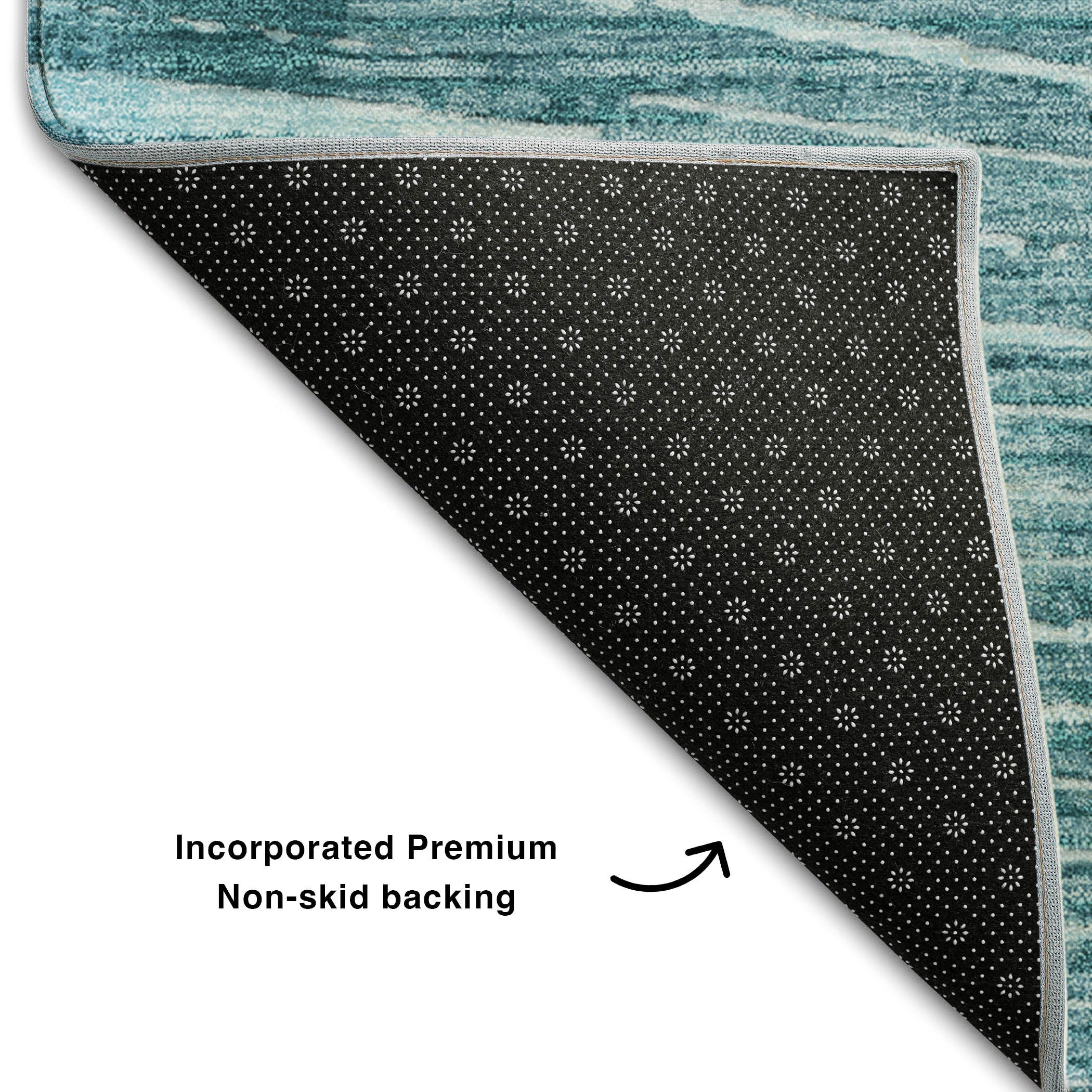 Split Machine Washable Transitional Teal Rug 1'8" x 2'6" #shape_Rectangle