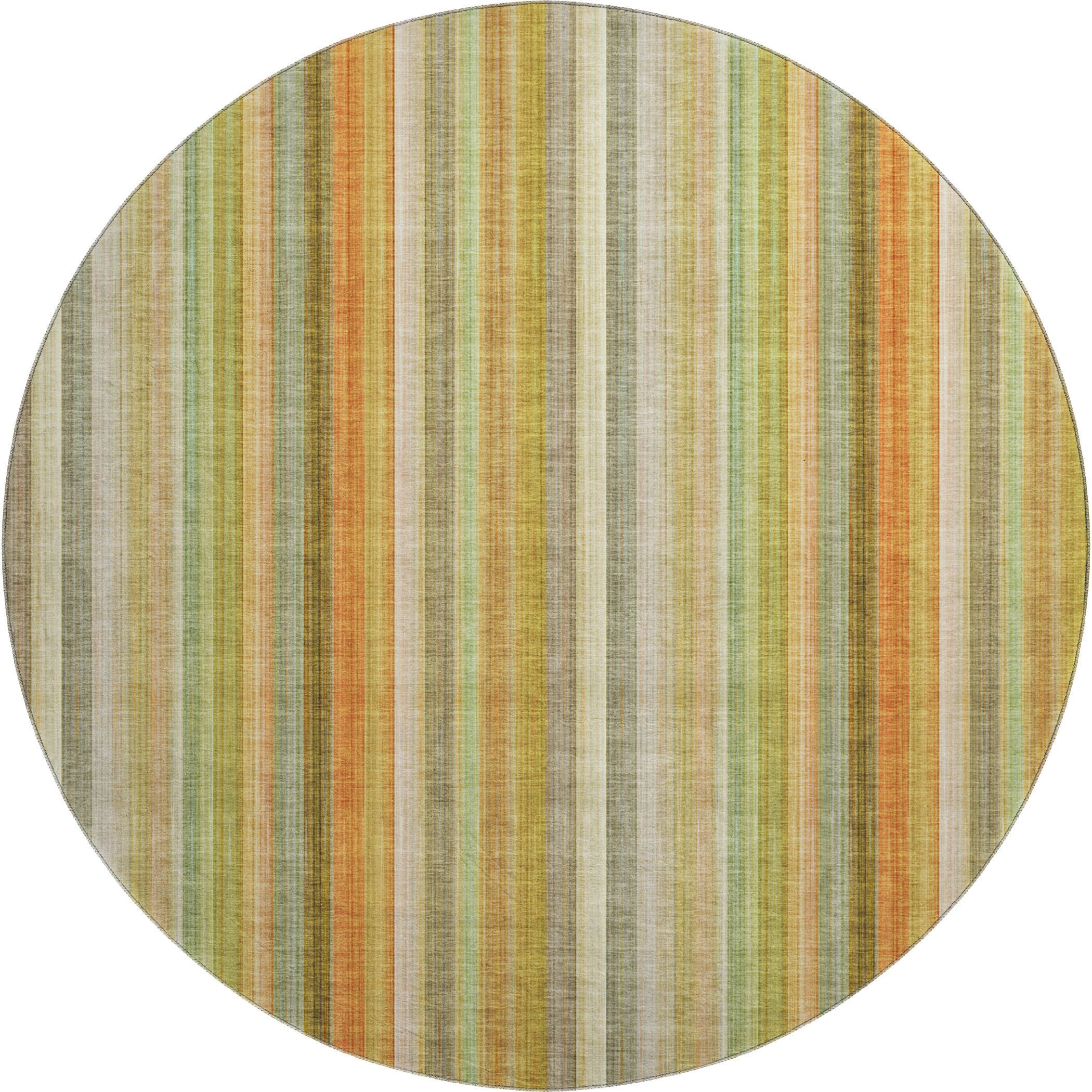 Siena Machine Washable Transitional Khaki Brown Rug 8' x 8' #shape_Round