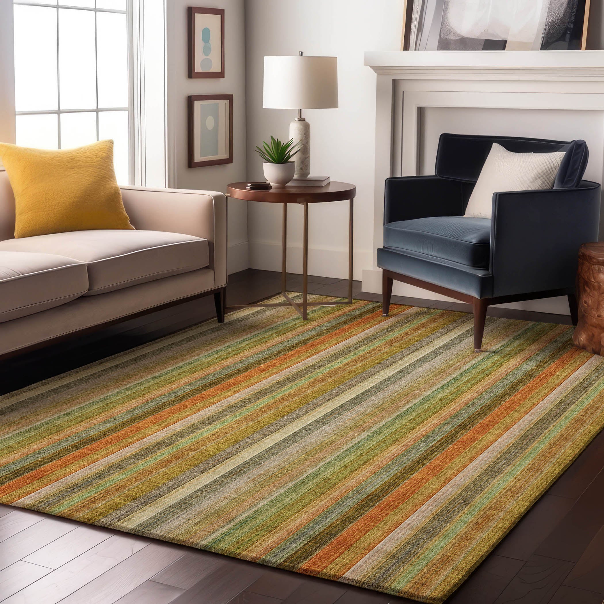 Siena Machine Washable Transitional Khaki Brown Rug 2'6" x 3'10" #shape_Rectangle