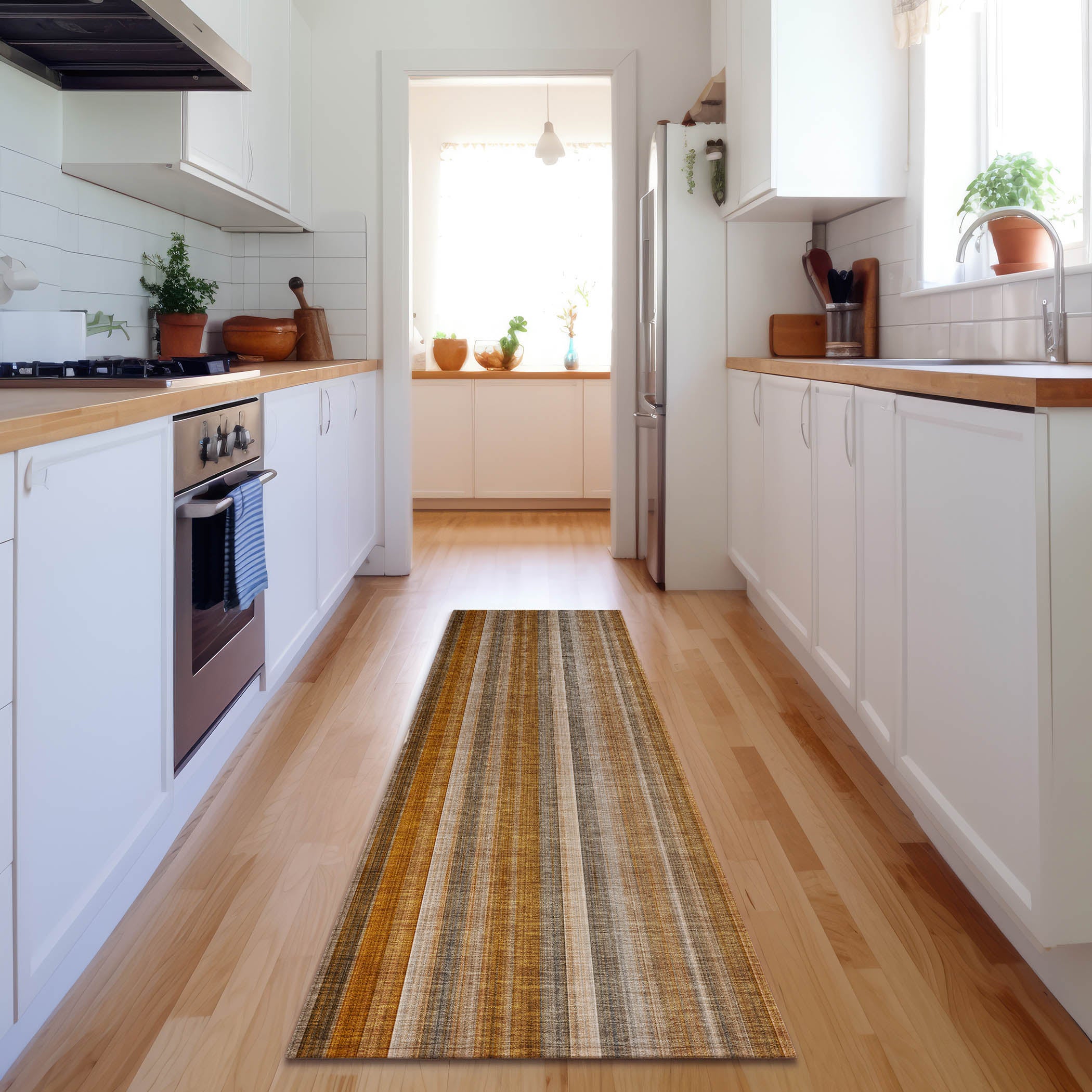 Siena Machine Washable Transitional Paprika Orange Rug 2'3" x 7'6" #shape_Runner