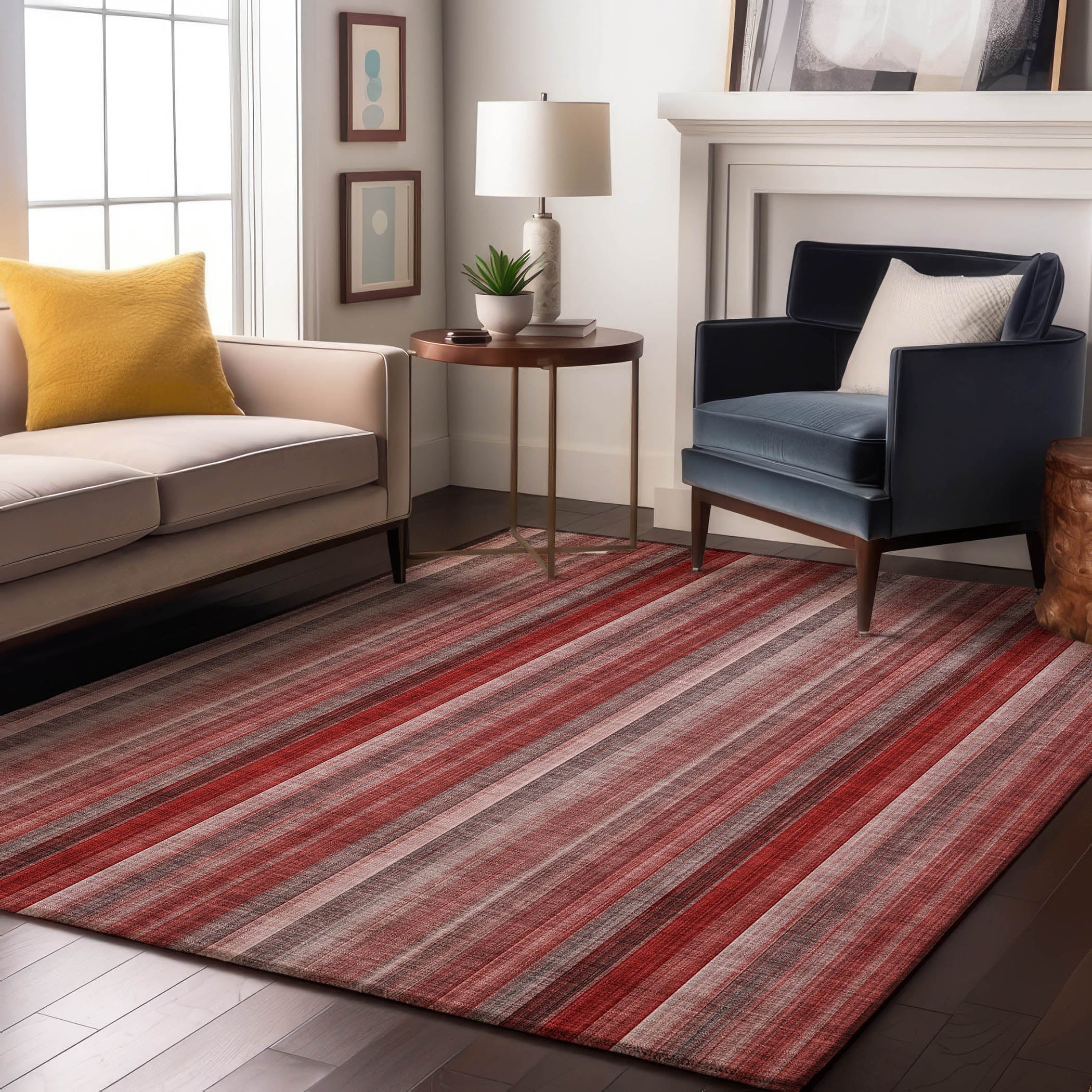 Siena Machine Washable Transitional Red Rug 2'6" x 3'10" #shape_Rectangle