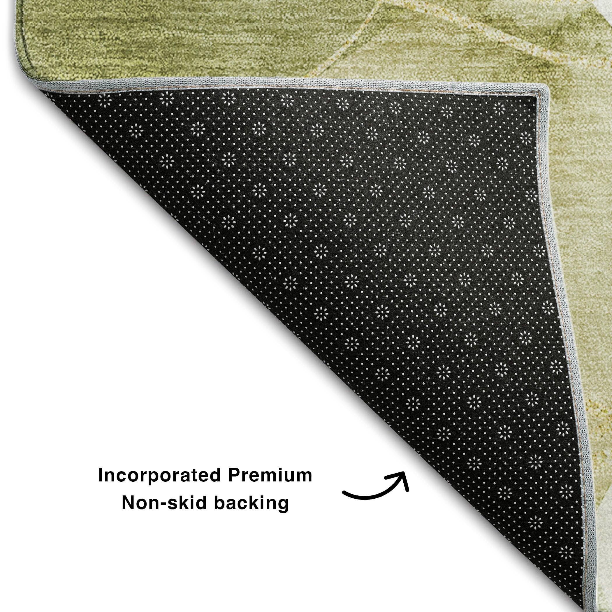 Kathmandu Machine Washable Contemporary Green Rug 1'8" x 2'6" #shape_Rectangle