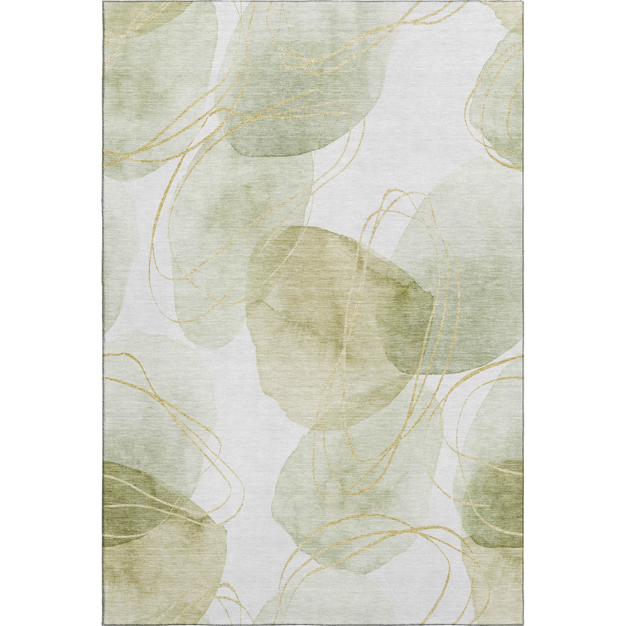 Kathmandu Machine Washable Contemporary Green Rug 2'6" x 3'10" #shape_Rectangle