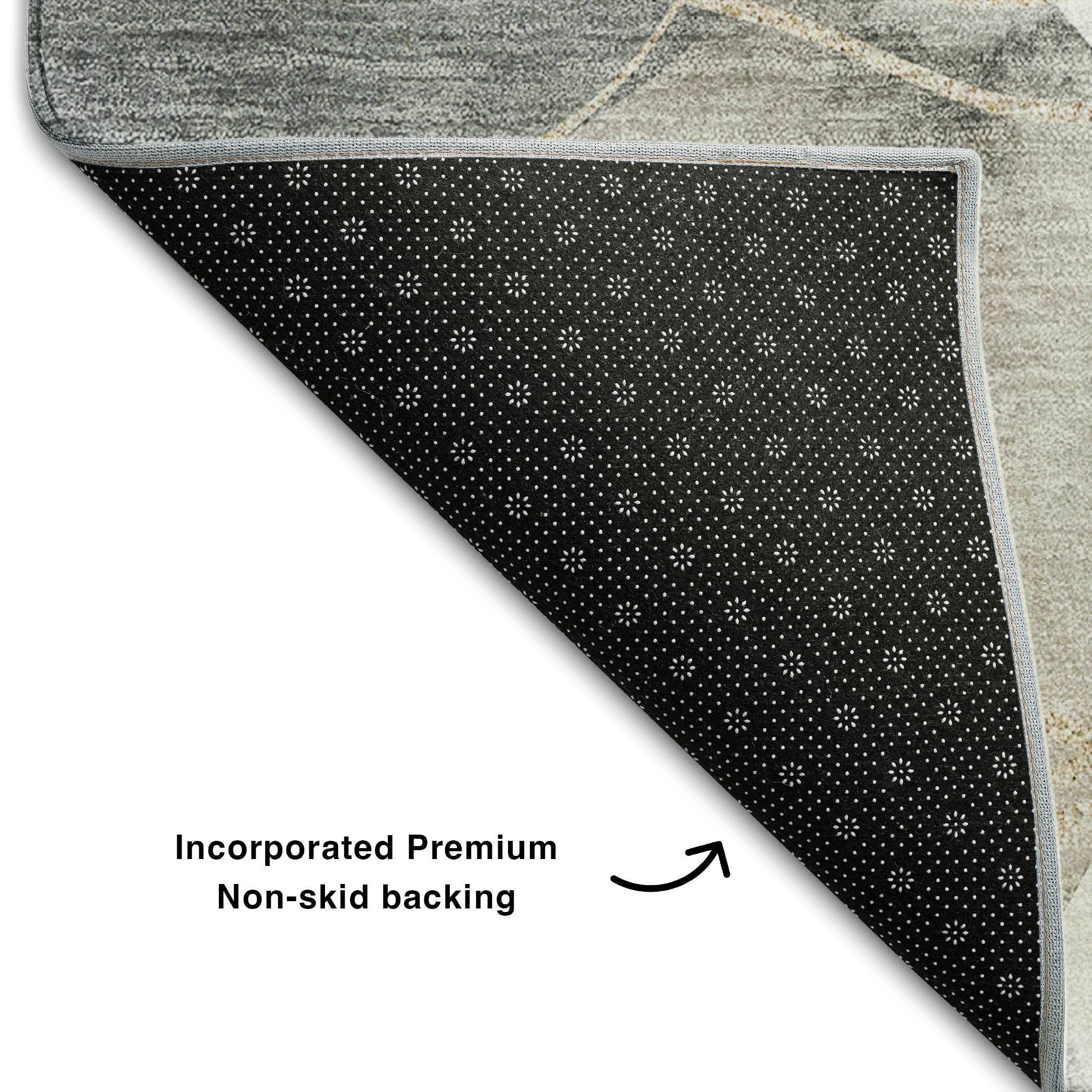 Kathmandu Machine Washable Contemporary Ivory Rug 1'8" x 2'6" #shape_Rectangle