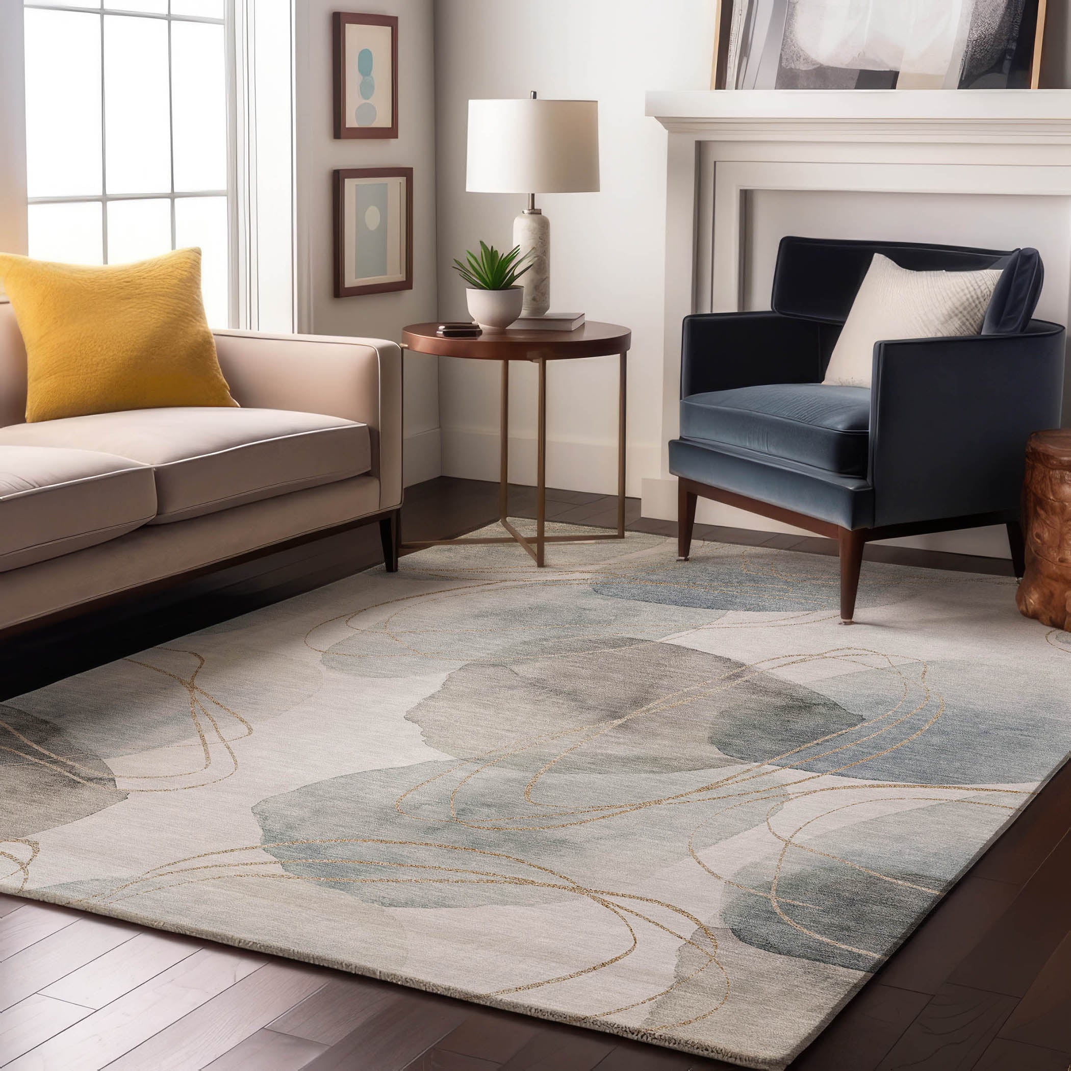 Kathmandu Machine Washable Contemporary Ivory Rug 2'6" x 3'10" #shape_Rectangle