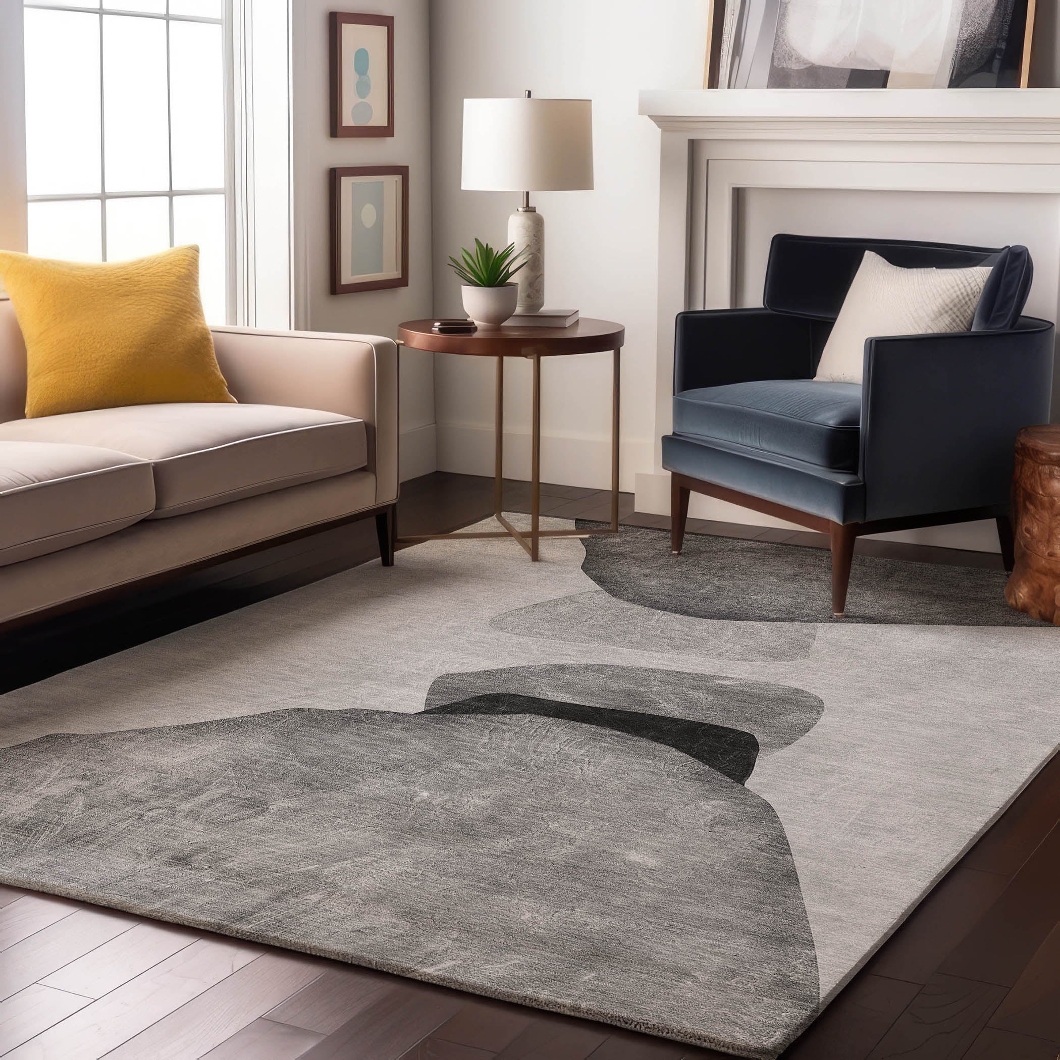 Seoul Machine Washable Transitional Gray Rug 2'6" x 3'10" #shape_Rectangle