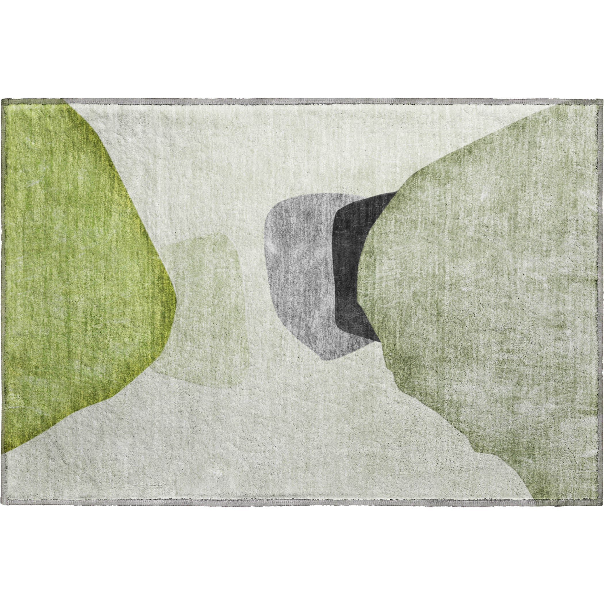 Seoul Machine Washable Transitional Green Rug 1'8" x 2'6" #shape_Rectangle