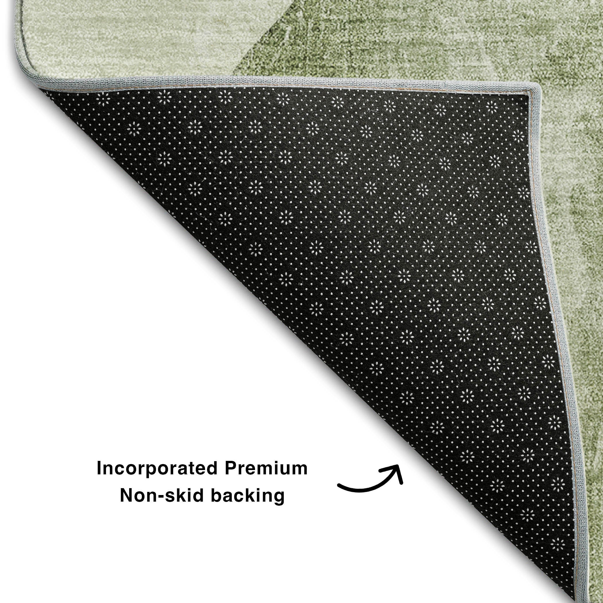Seoul Machine Washable Transitional Green Rug 1'8" x 2'6" #shape_Rectangle