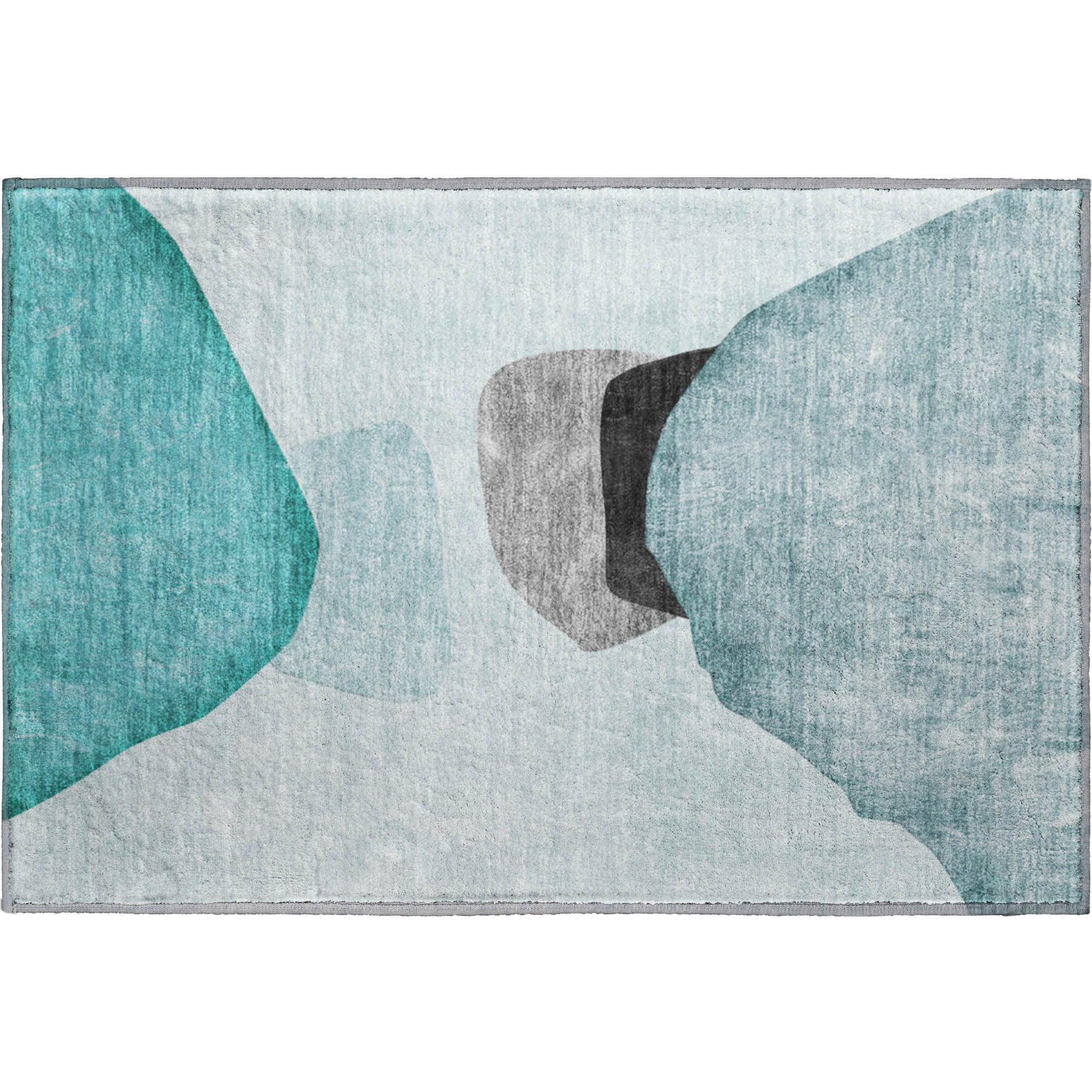 Seoul Machine Washable Transitional Teal Rug 1'8" x 2'6" #shape_Rectangle