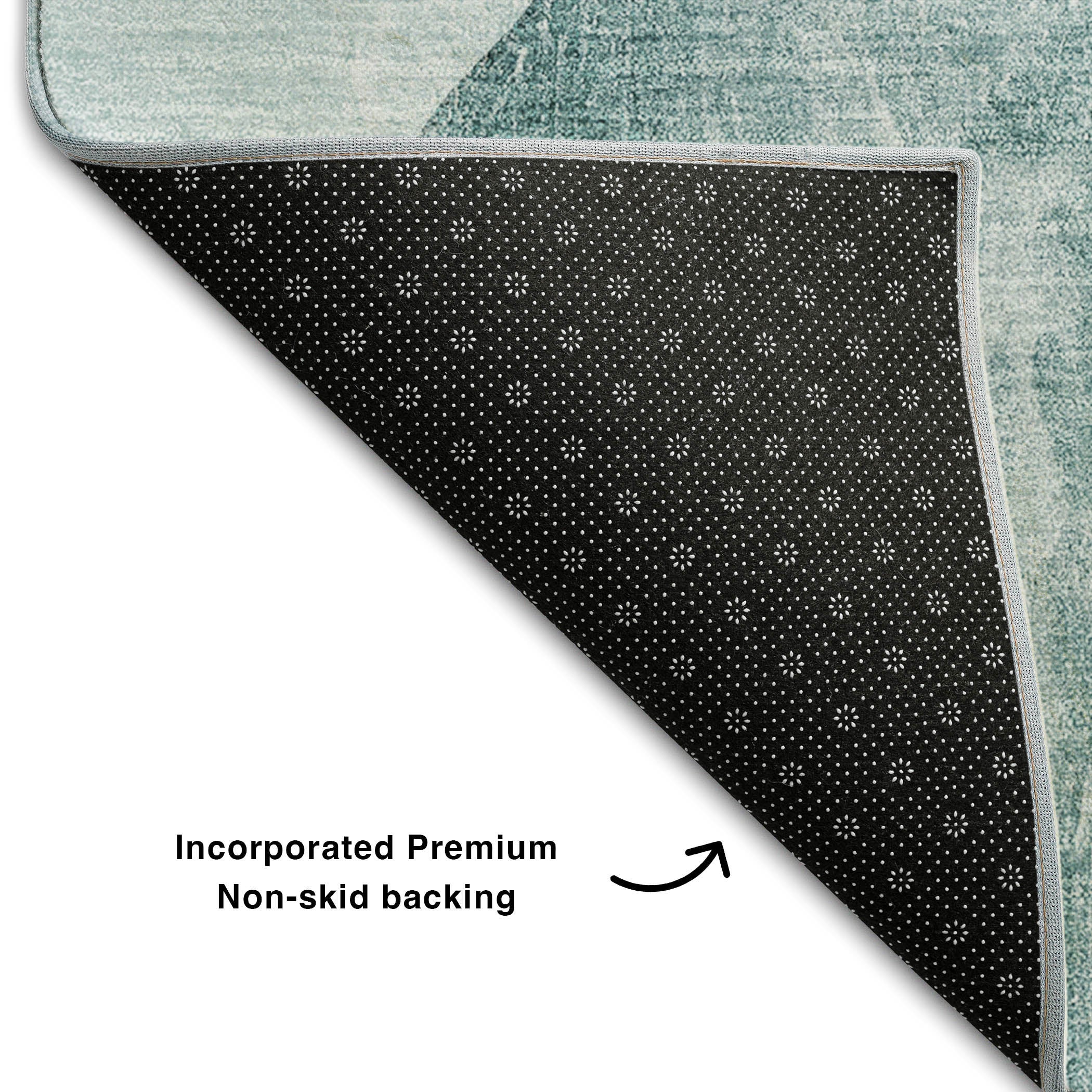Seoul Machine Washable Transitional Teal Rug 1'8" x 2'6" #shape_Rectangle
