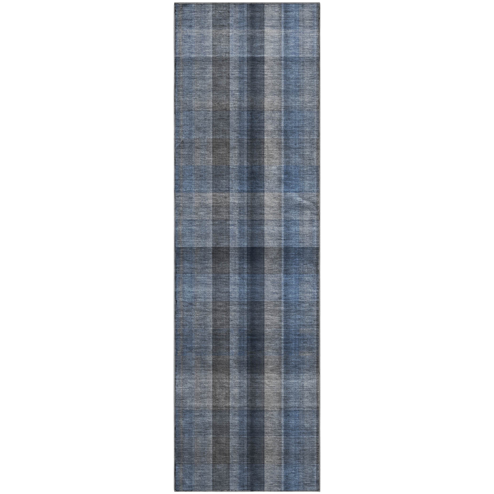 Havana Machine Washable Transitional Blue Rug 2'3" x 7'6" #shape_Runner