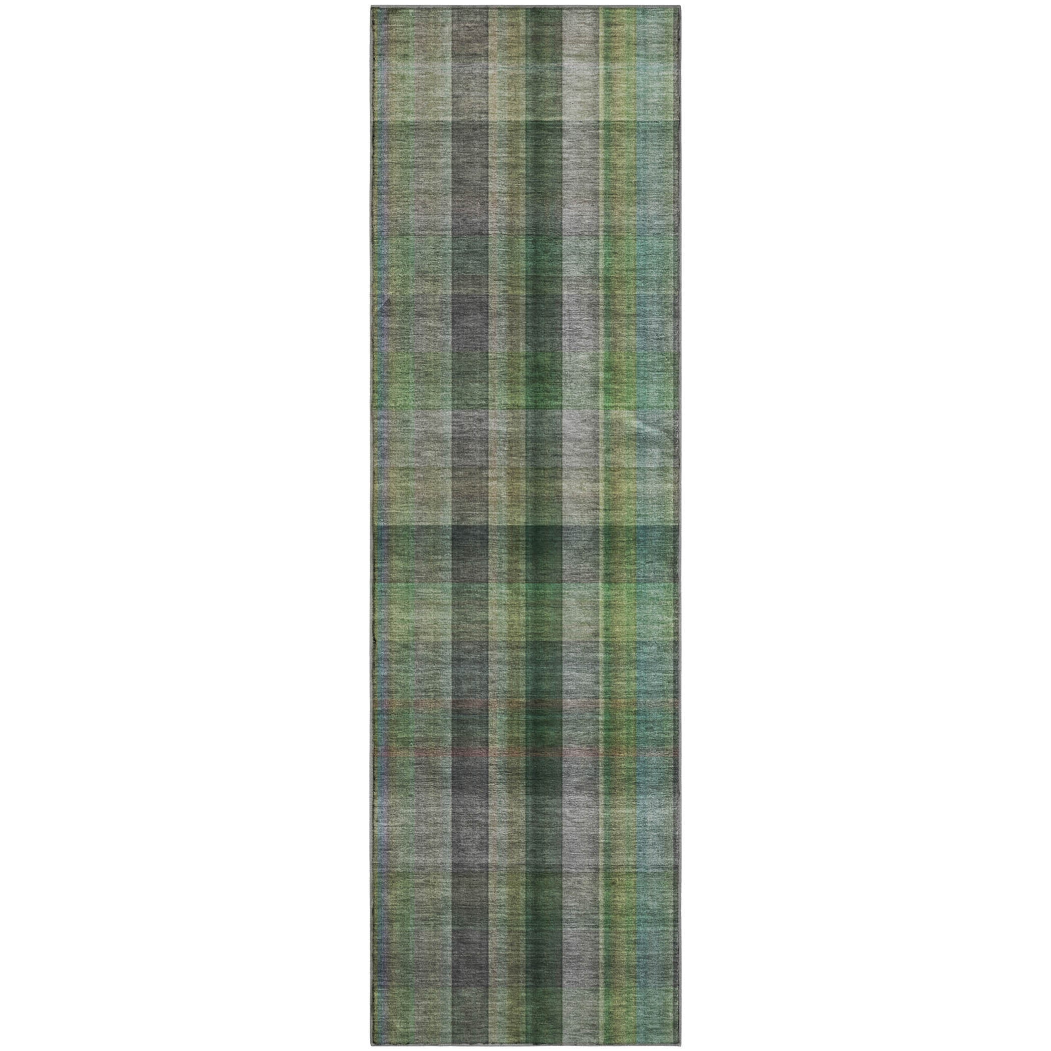 Havana Machine Washable Transitional Green Rug 2'3" x 7'6" #shape_Runner
