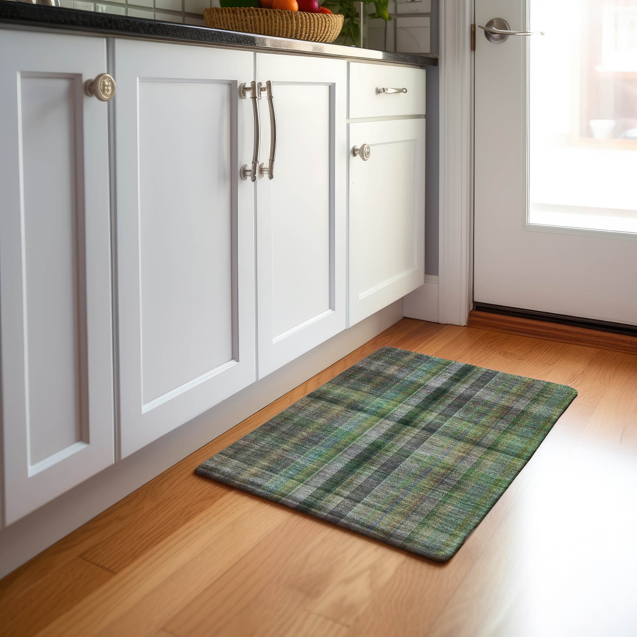 Havana Machine Washable Transitional Green Rug 1'8" x 2'6" #shape_Rectangle