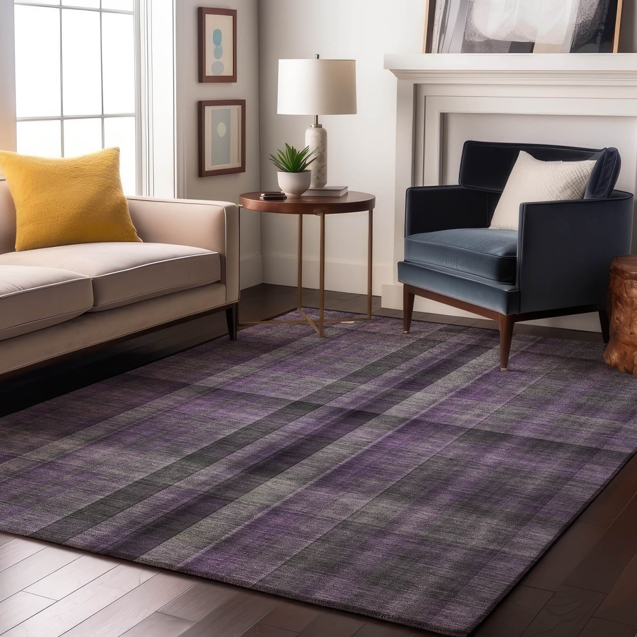 Havana Machine Washable Transitional Purple Rug 2'6" x 3'10" #shape_Rectangle