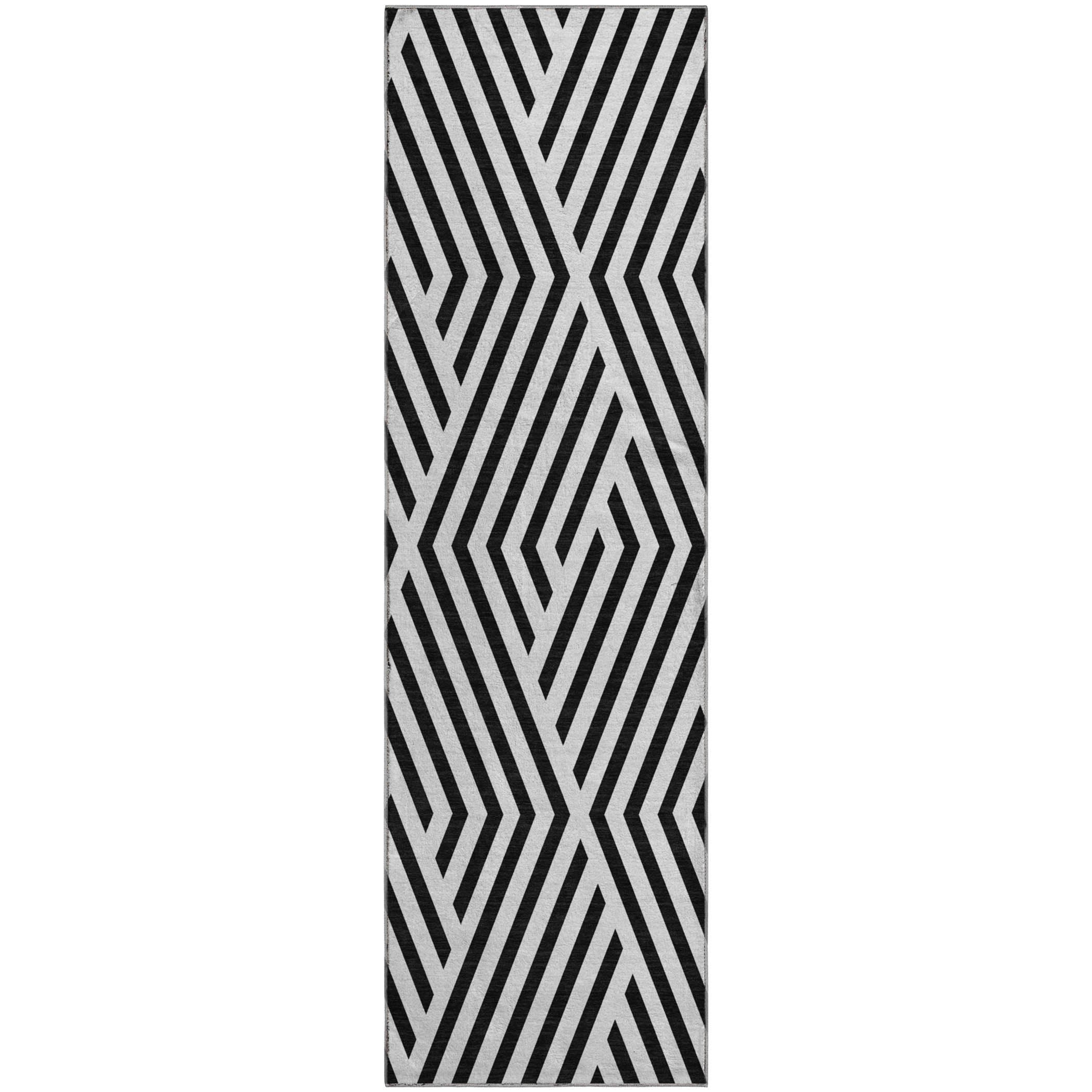 Oaxaca Machine Washable Transitional Black Rug 2'3" x 7'6" #shape_Runner