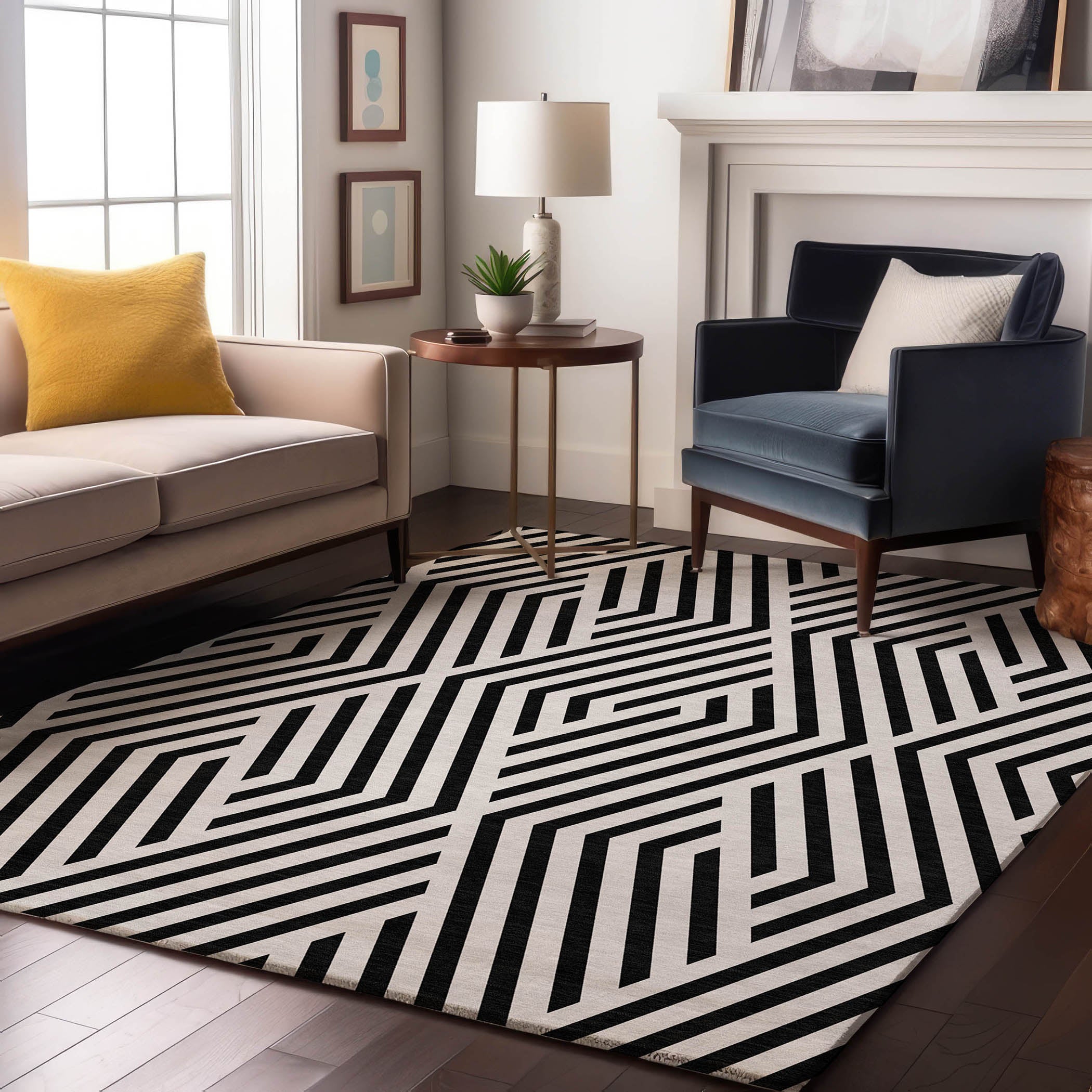 Oaxaca Machine Washable Transitional Black Rug 2'6" x 3'10" #shape_Rectangle