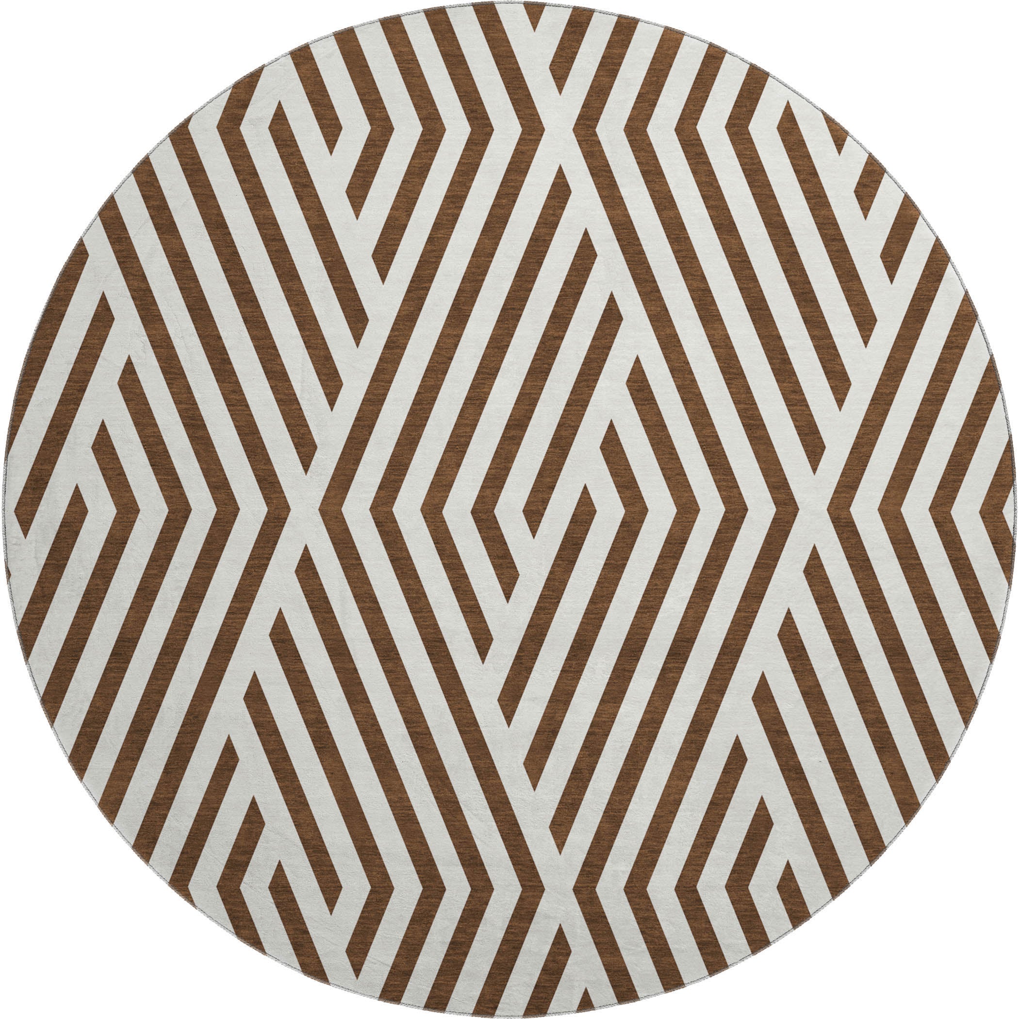 Oaxaca Machine Washable Transitional Brown Rug 8' x 8' #shape_Round