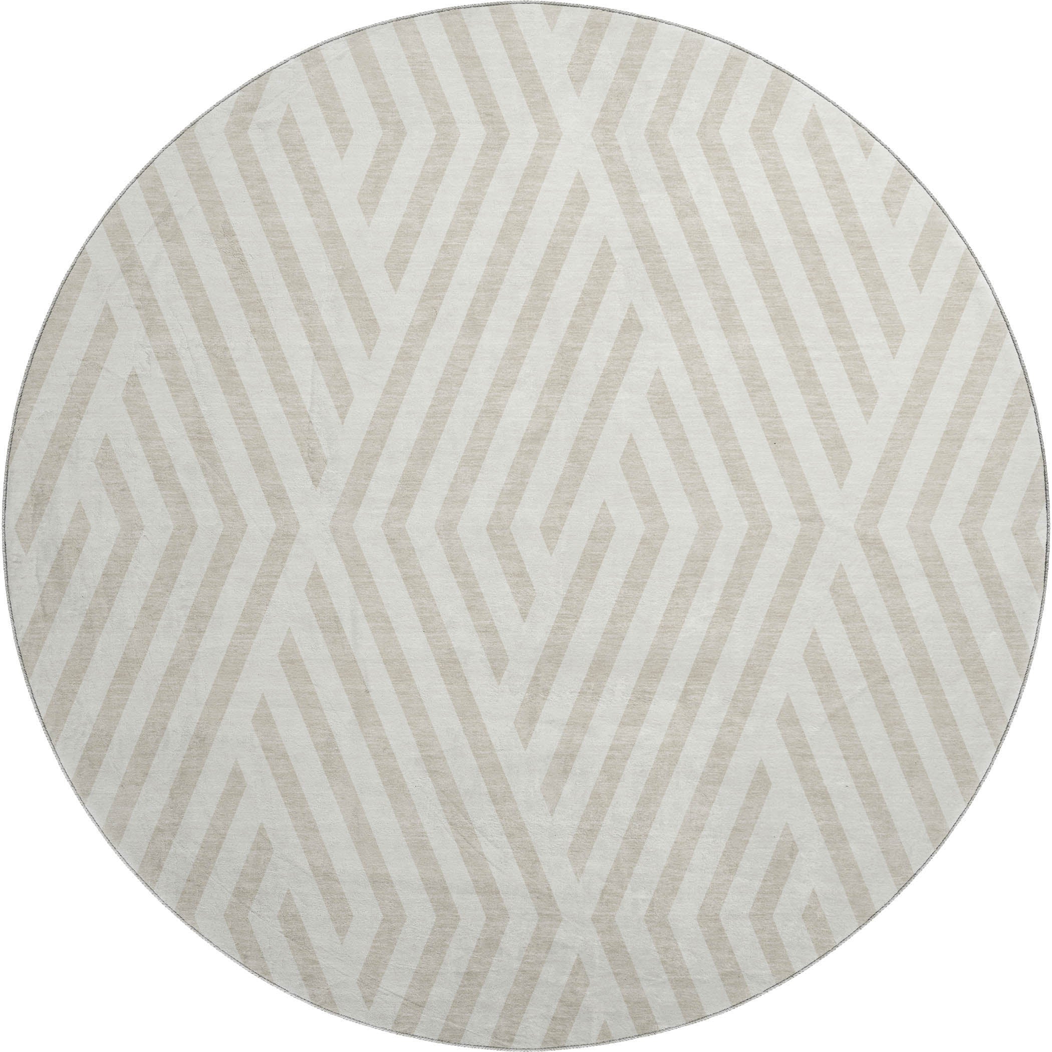 Oaxaca Machine Washable Transitional Ivory Rug 8' x 8' #shape_Round