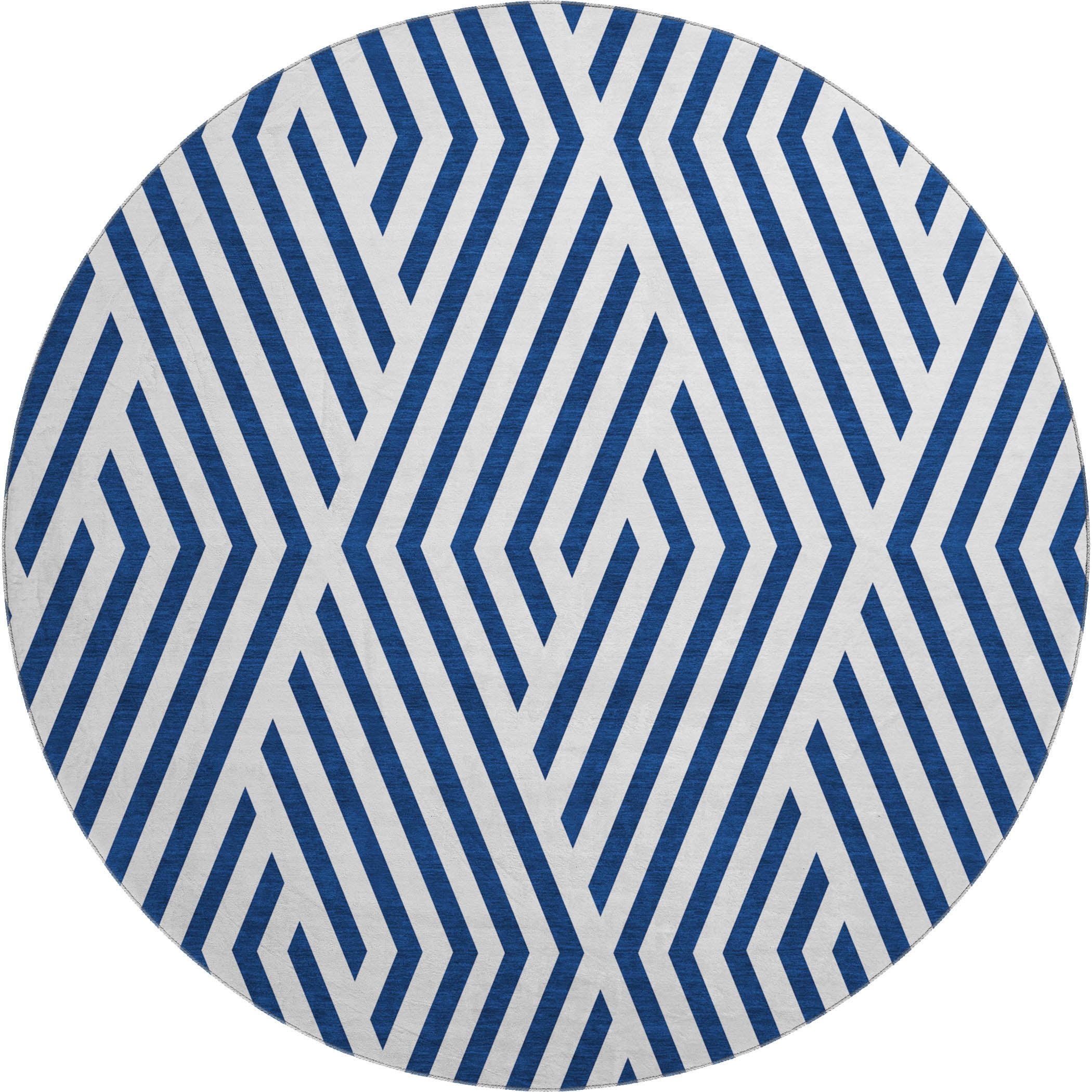 Oaxaca Machine Washable Transitional Navy Blue Rug 8' x 8' #shape_Round