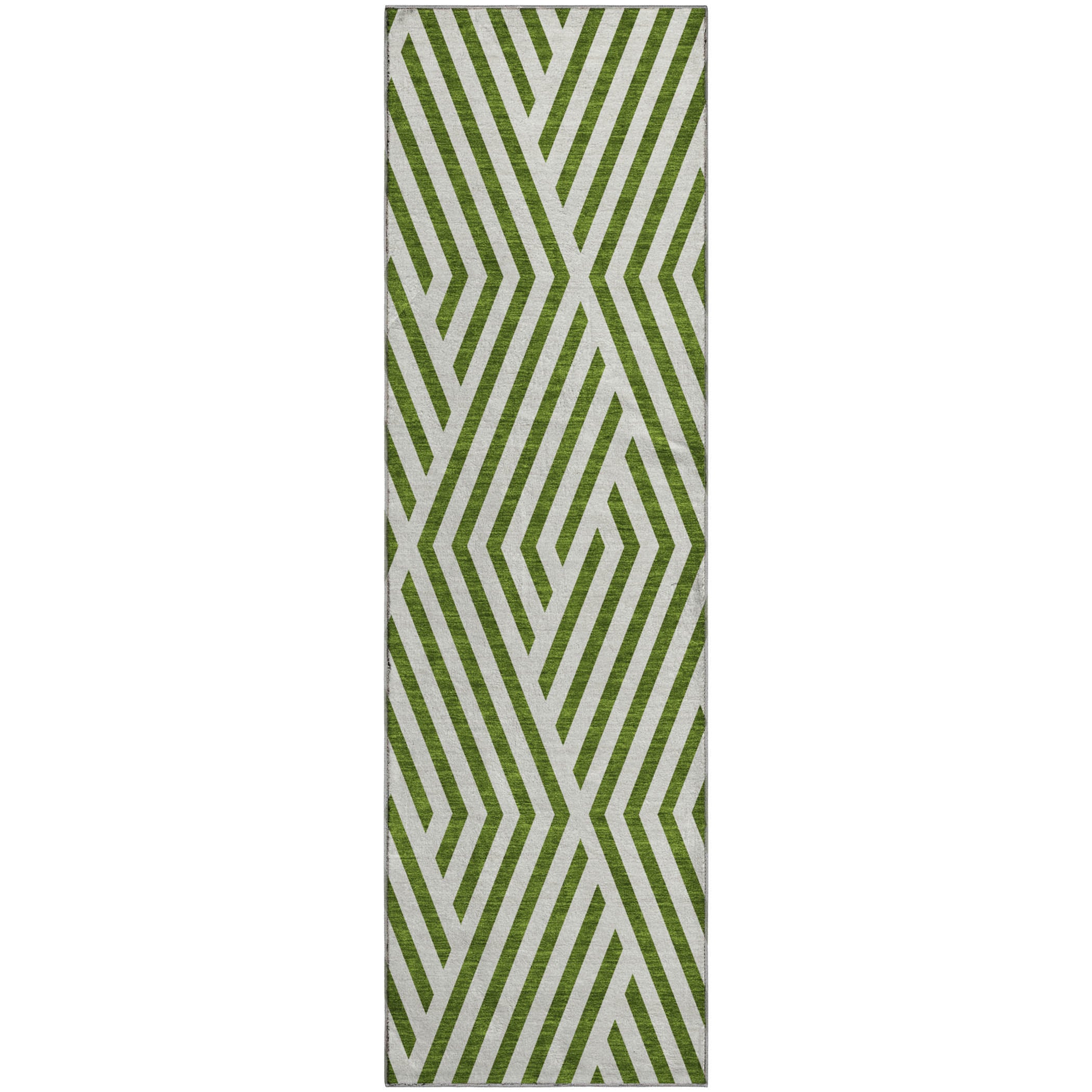 Oaxaca Machine Washable Transitional Olive Green Rug 2'3" x 7'6" #shape_Runner