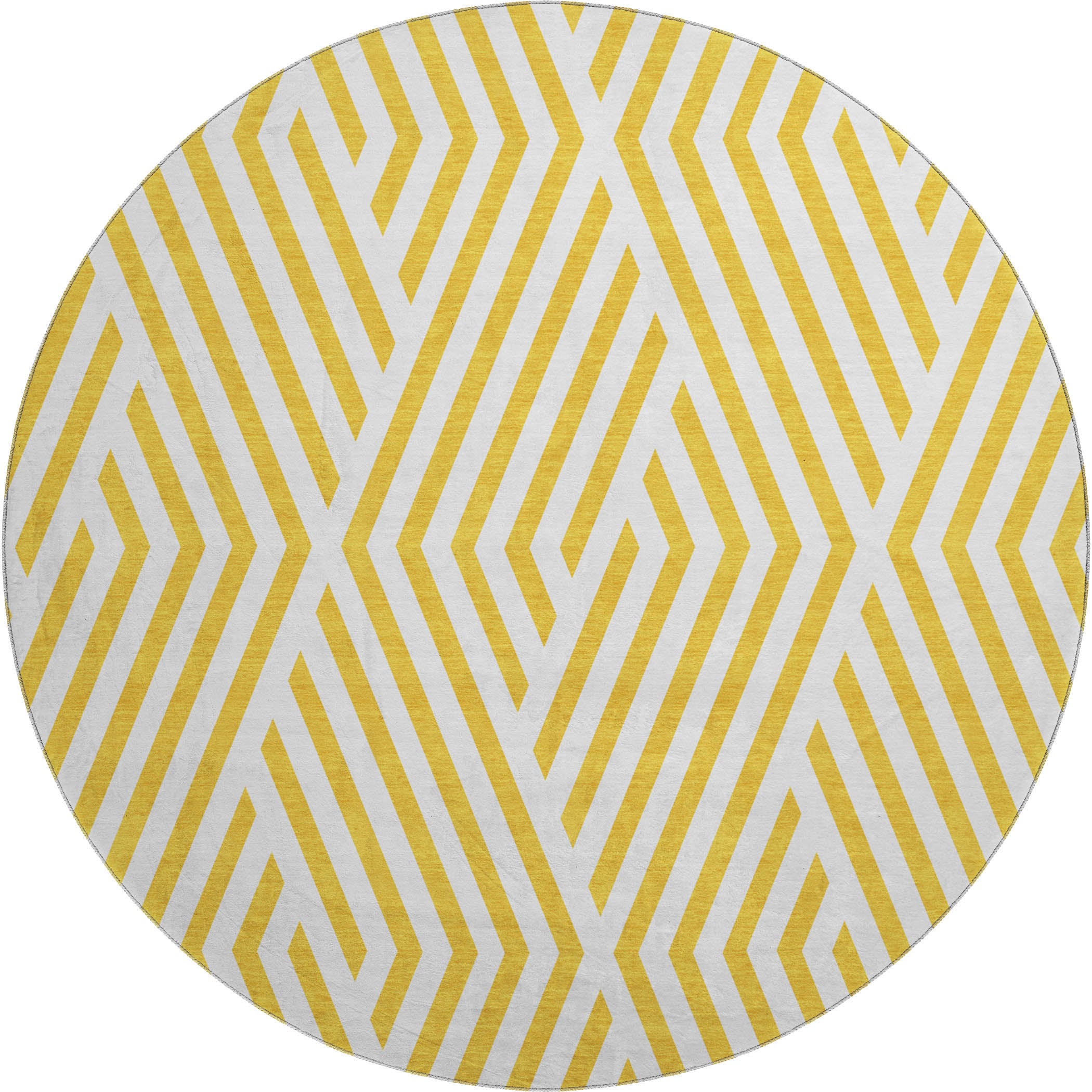 Oaxaca Machine Washable Transitional Yellow Gold Rug 8' x 8' #shape_Round