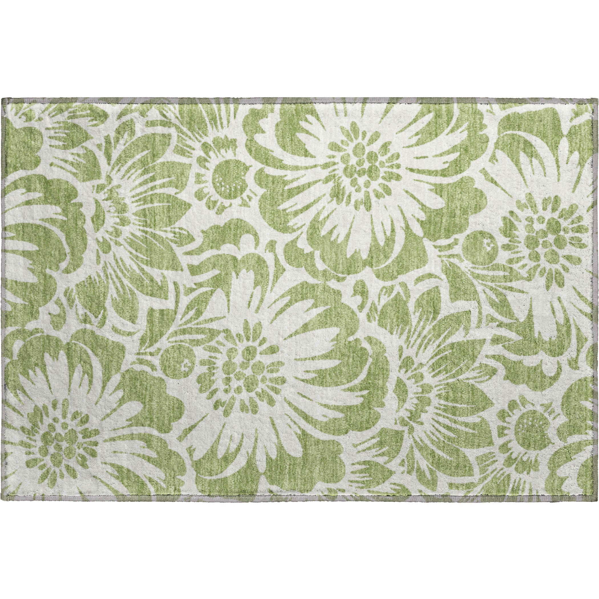 Cartagena Machine Washable Transitional Aloe Green Rug 1'8" x 2'6" #shape_Rectangle