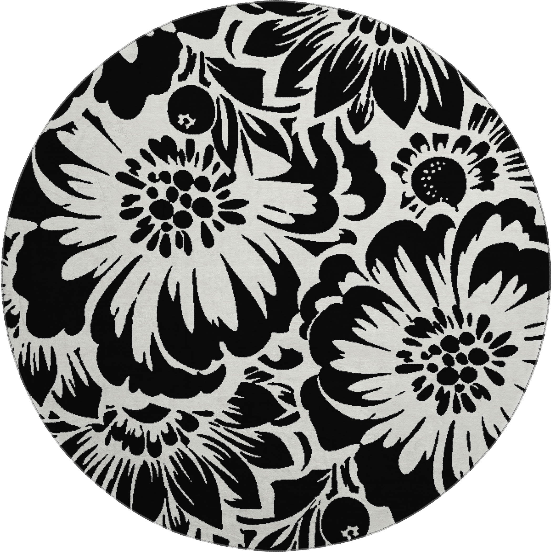 Cartagena Machine Washable Transitional Black Rug 8' x 8' #shape_Round