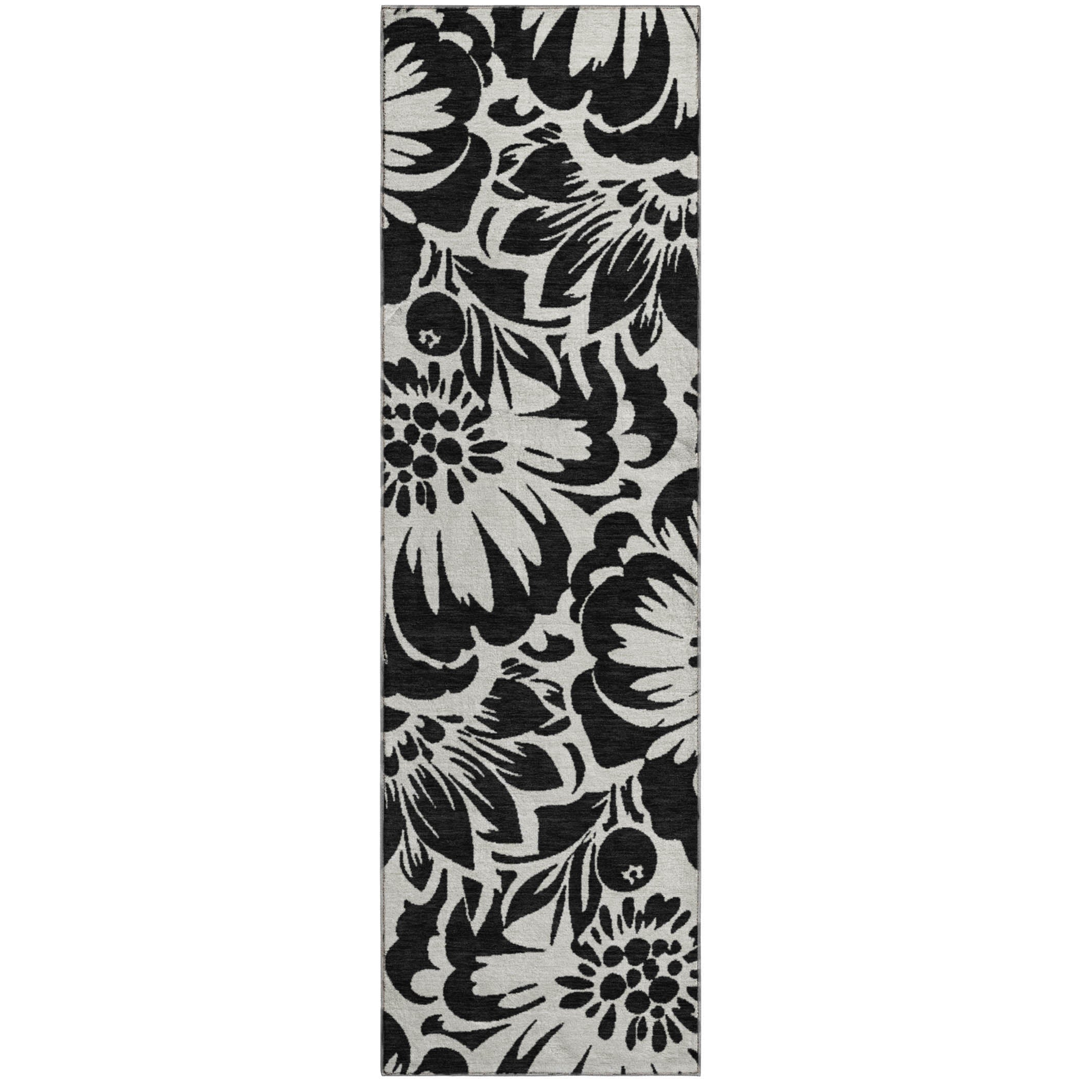 Cartagena Machine Washable Transitional Black Rug 2'3" x 7'6" #shape_Runner