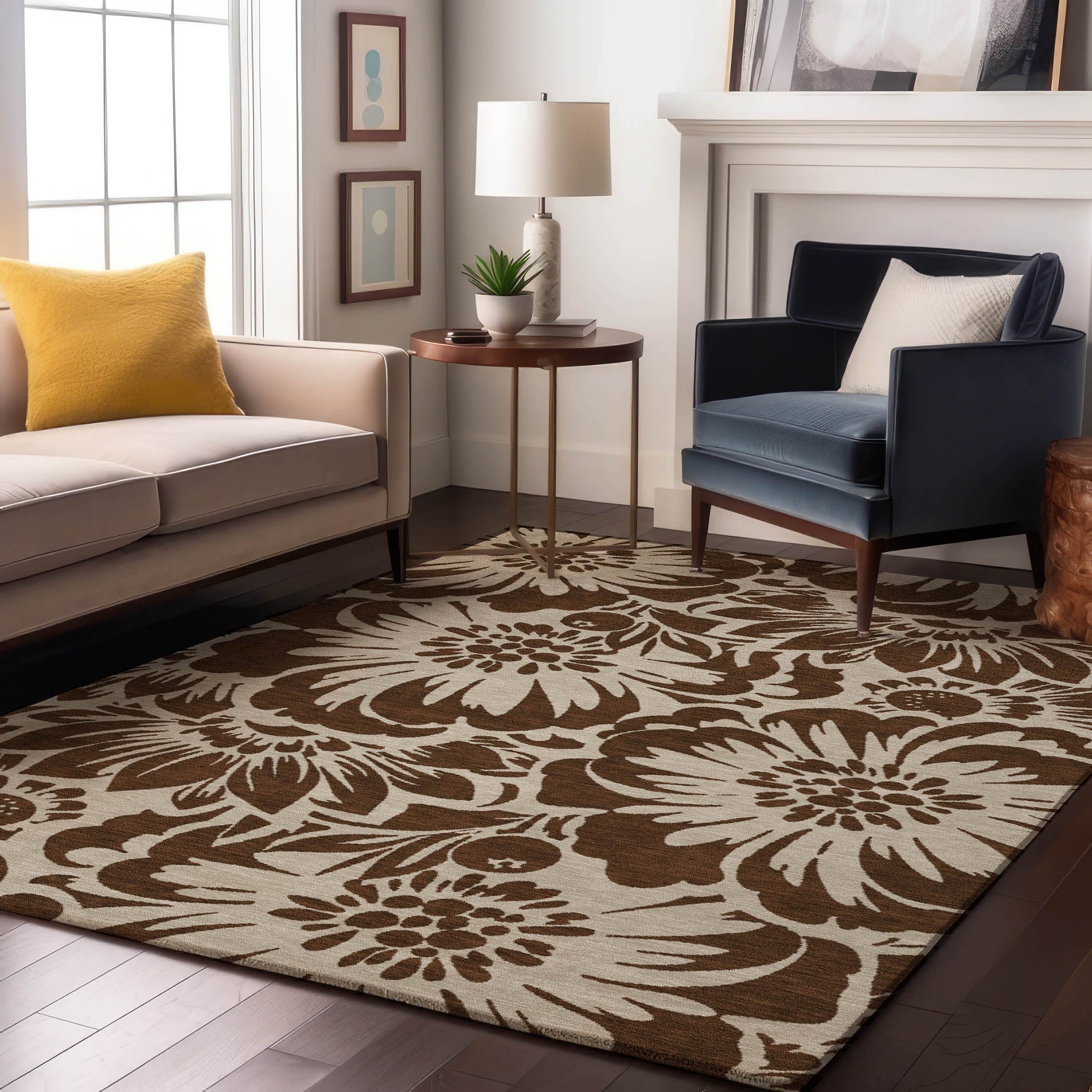 Cartagena Machine Washable Transitional Brown Rug 2'6" x 3'10" #shape_Rectangle