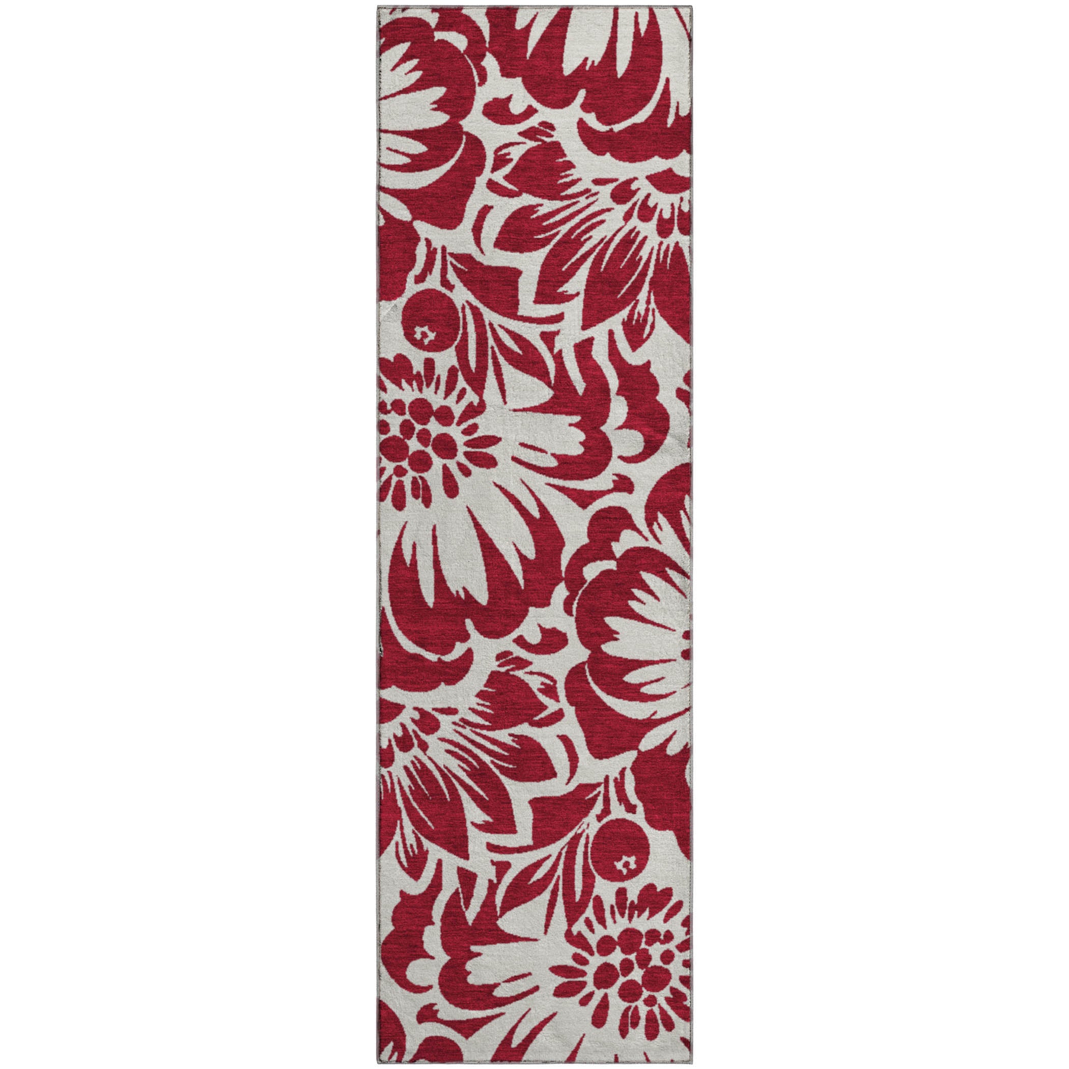 Cartagena Machine Washable Transitional Burgundy Red Rug 2'3" x 7'6" #shape_Runner