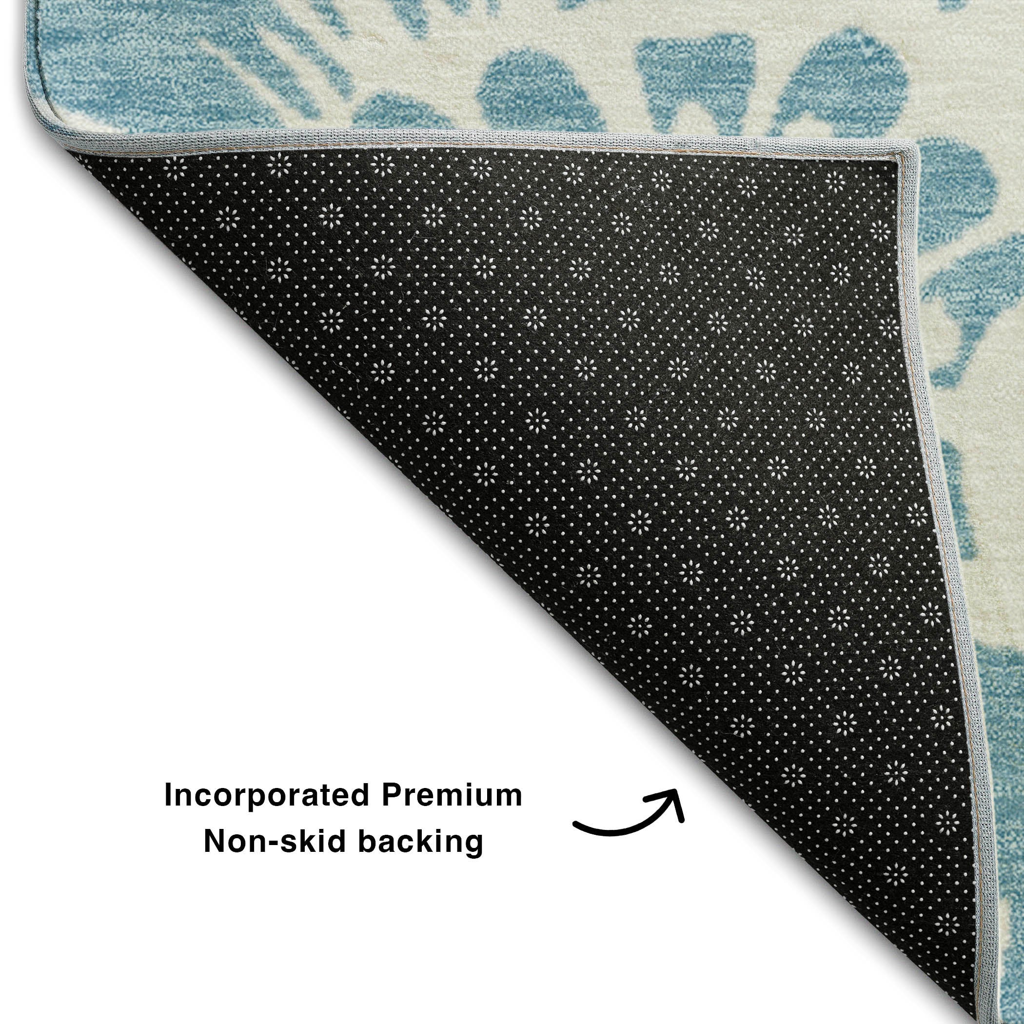 Cartagena Machine Washable Transitional Denim Blue Rug 1'8" x 2'6" #shape_Rectangle