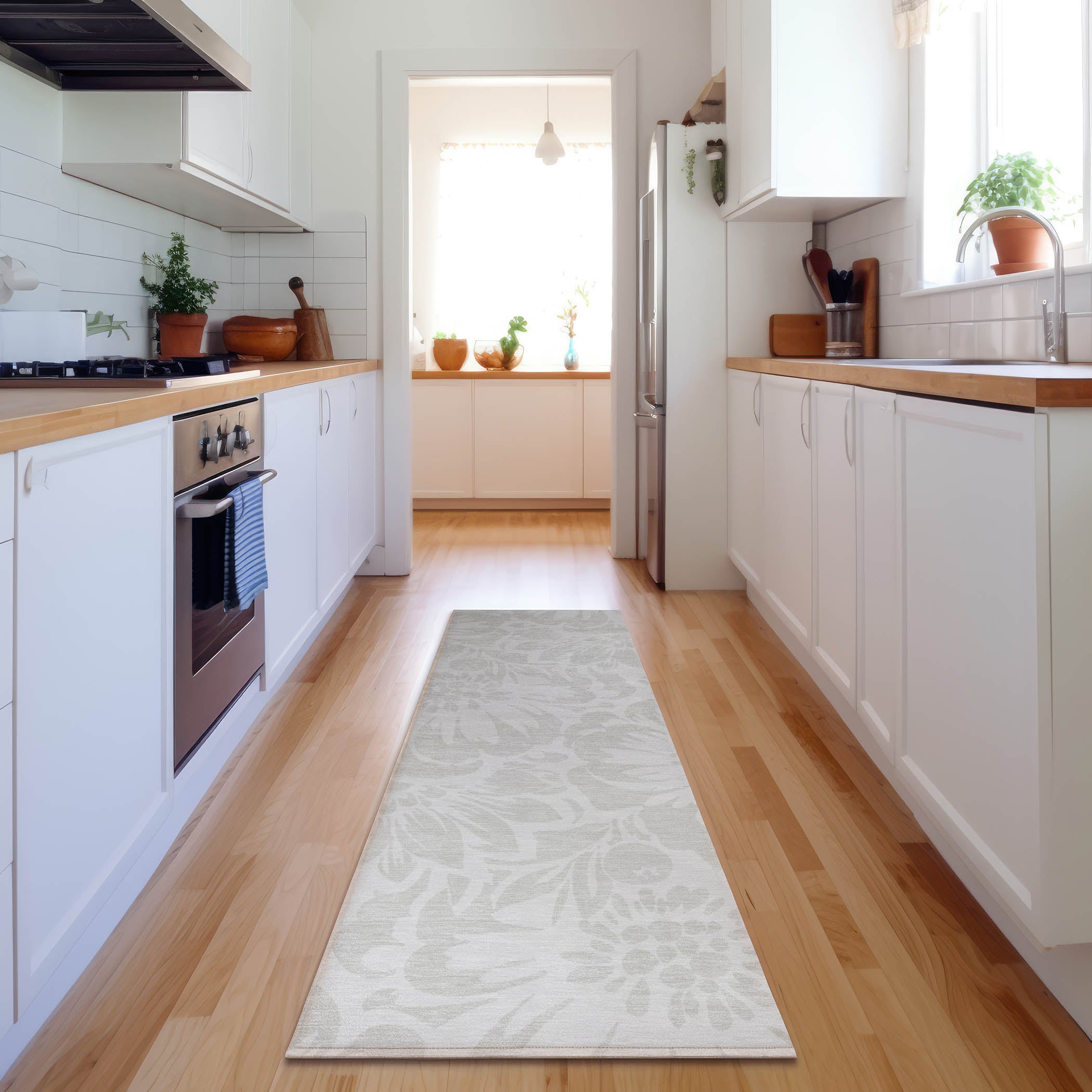 Cartagena Machine Washable Transitional Ivory Rug 2'3" x 7'6" #shape_Runner