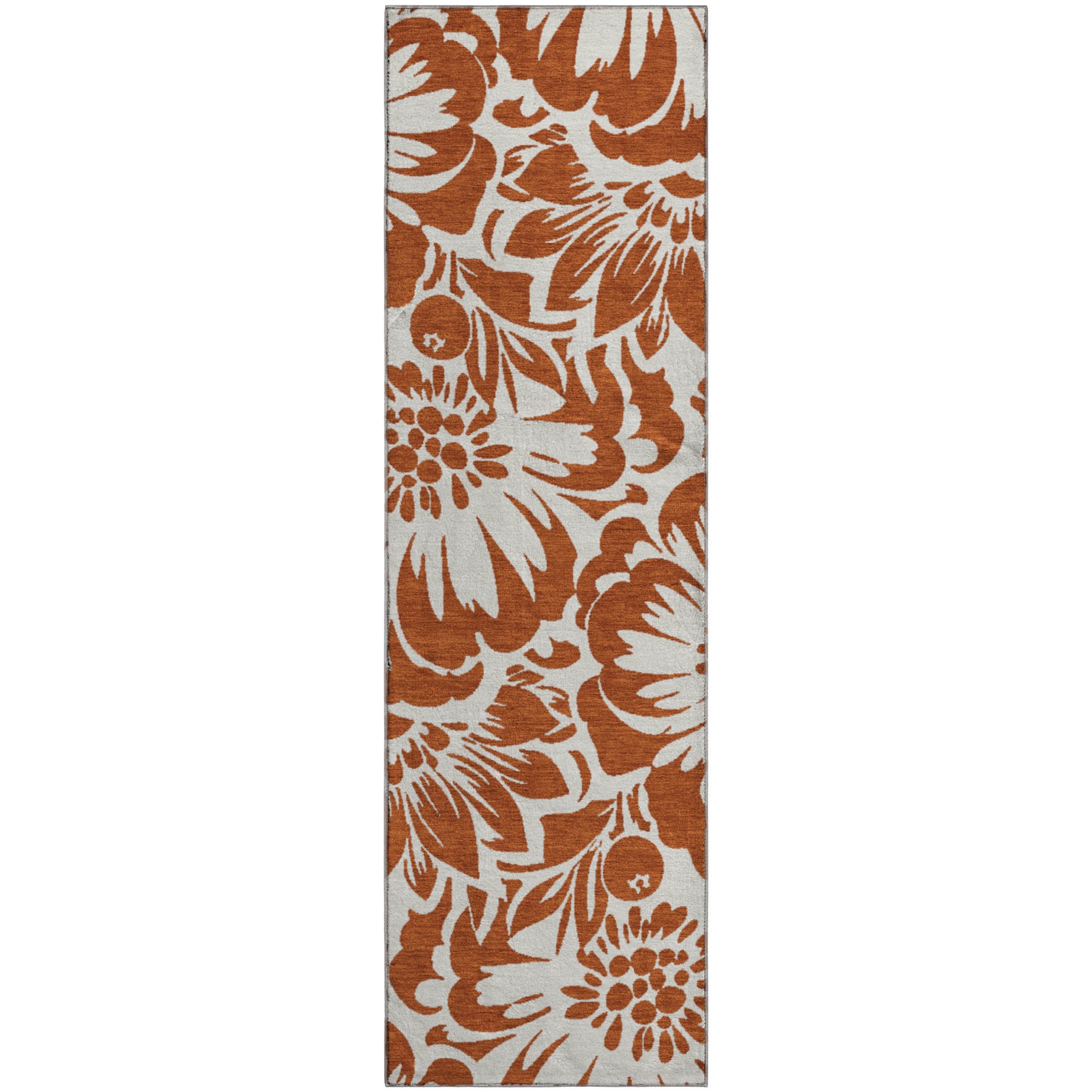 Cartagena Machine Washable Transitional Paprika Orange Rug 2'3" x 7'6" #shape_Runner