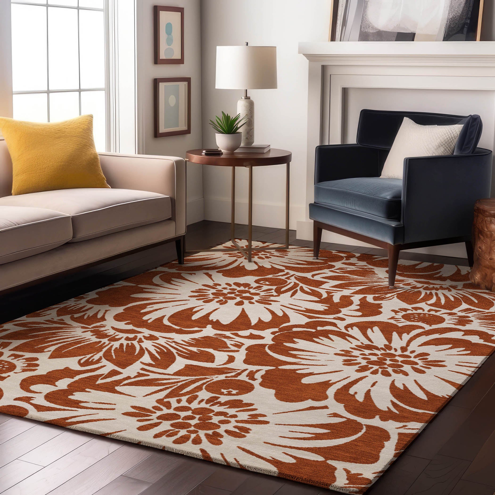 Cartagena Machine Washable Transitional Paprika Orange Rug 2'6" x 3'10" #shape_Rectangle
